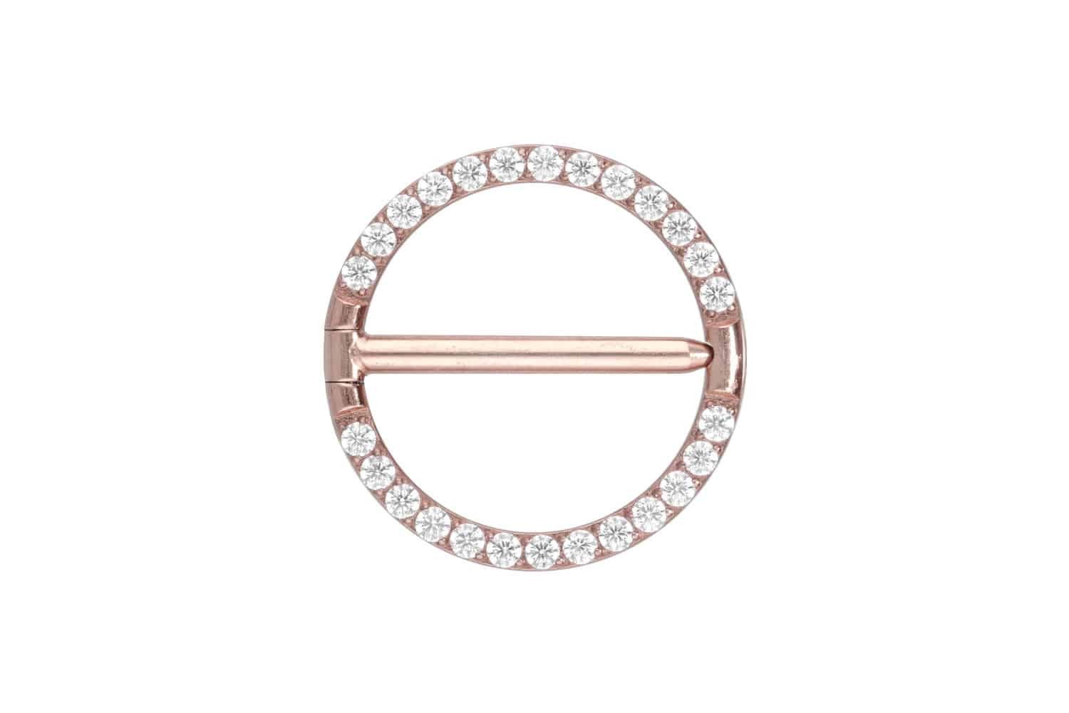 PIERCINGLINE Brustwarzenpiercing Titan Nippelpiercing Clicker RING + EINGEFASSTE KRISTALLE (Clicker, 1-tlg), Brust-, Nippel-Piercing, Titan
