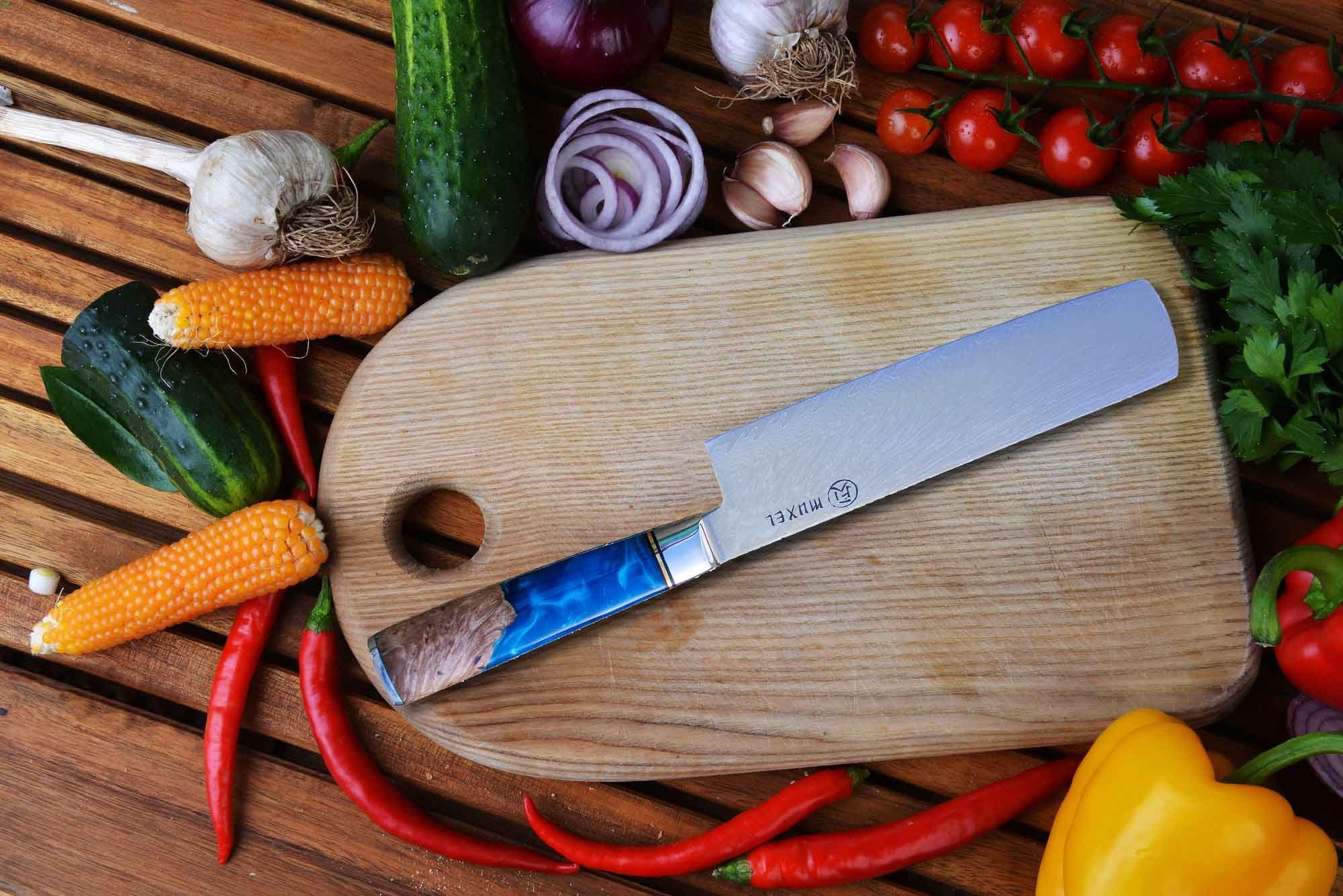 Gemüsemesser asiatische Hackm Nakiri Das Kochmesser traditionelle Damaskus Messer Muxel