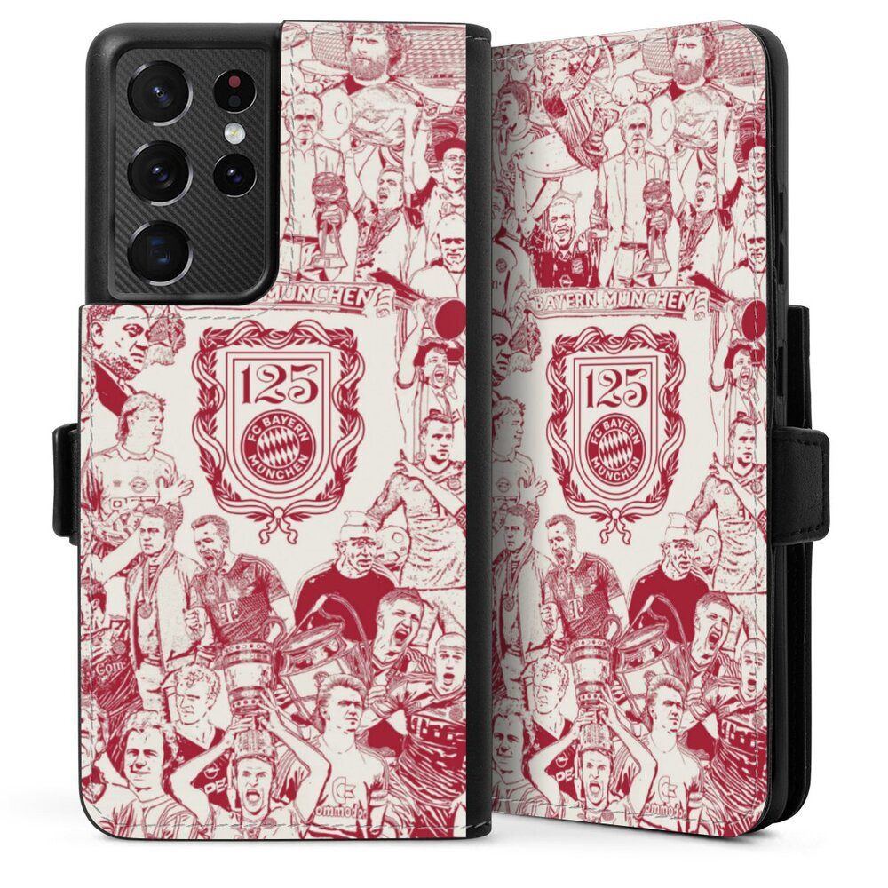 DeinDesign Handyhülle FCB 125 Jahre FC Bayern München Offizielles Lizenzprodukt, Samsung Galaxy S21 Ultra 5G Hülle Handy Flip Case Wallet Cover