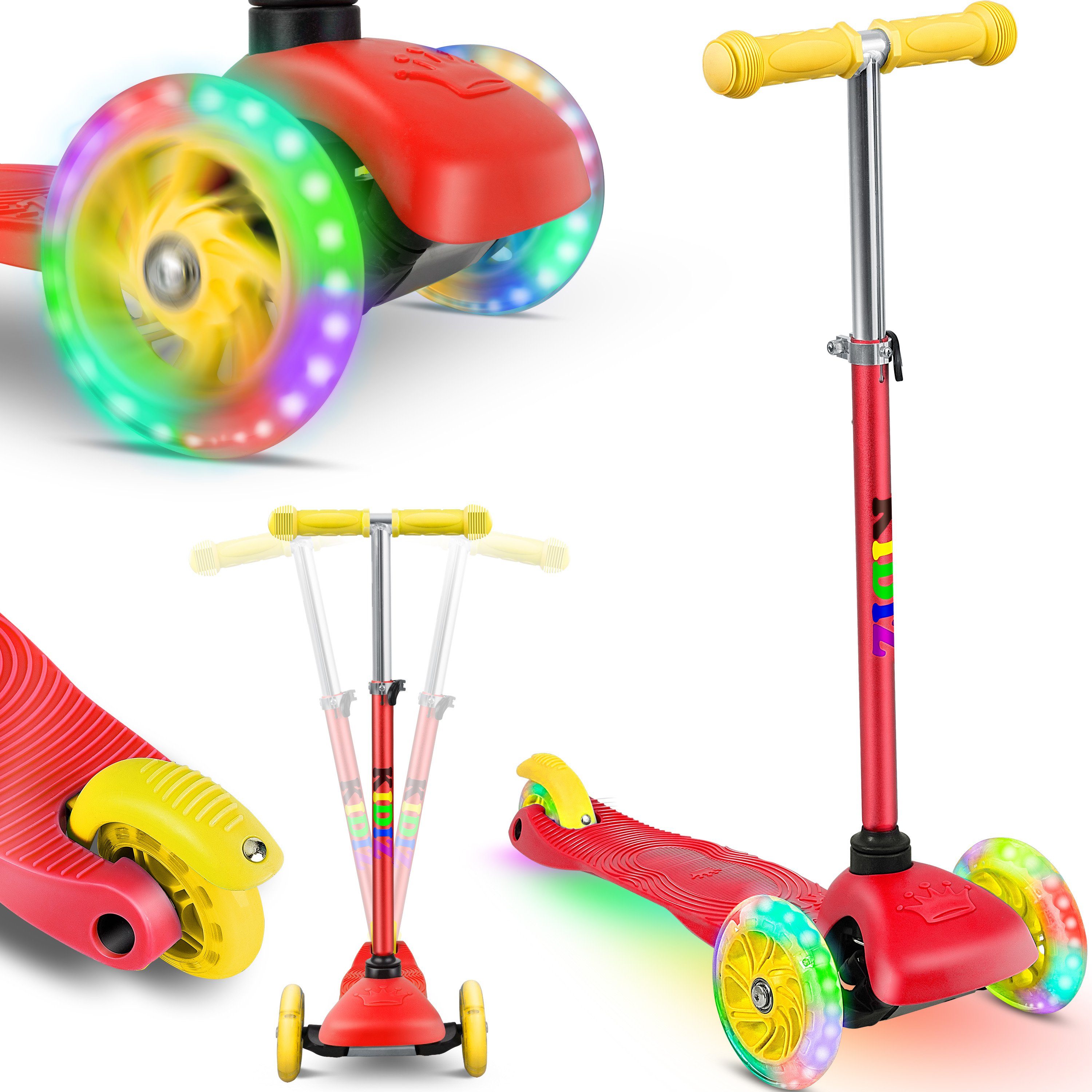 3-in-1 Kinder Roller LED Räder Kinderscooter Dreiradscooter Scooter Cityroller 