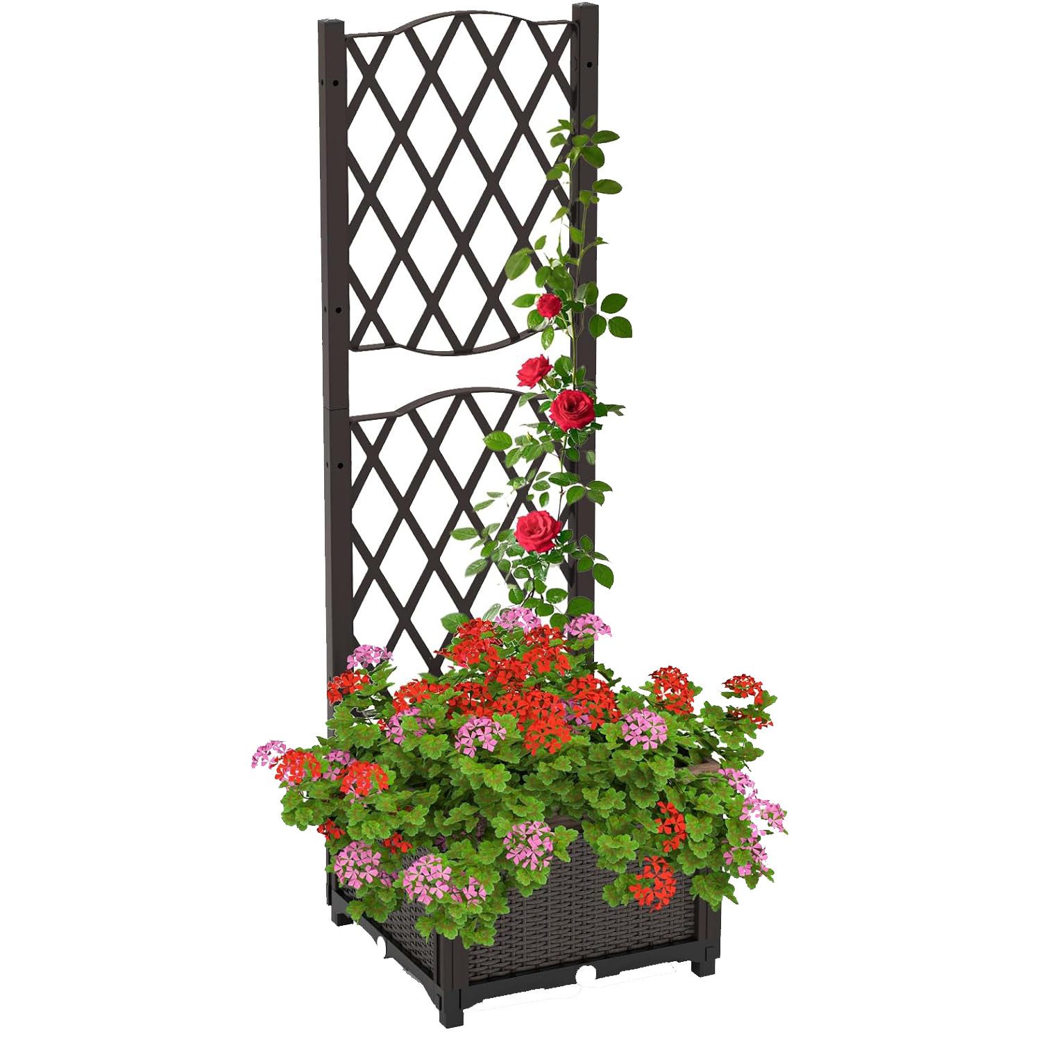 KOMFOTTEU Blumenkasten, Hochbeet mit Rankgitter für günstig online kaufen