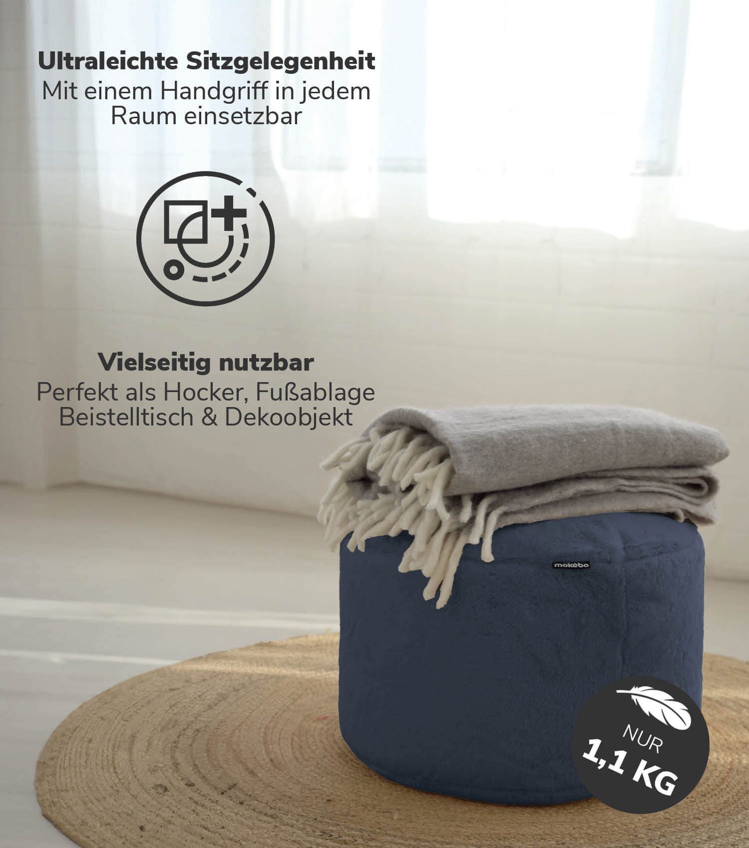 mokebo Pouf Der Flauschige (aus Kunstfell), günstig online kaufen