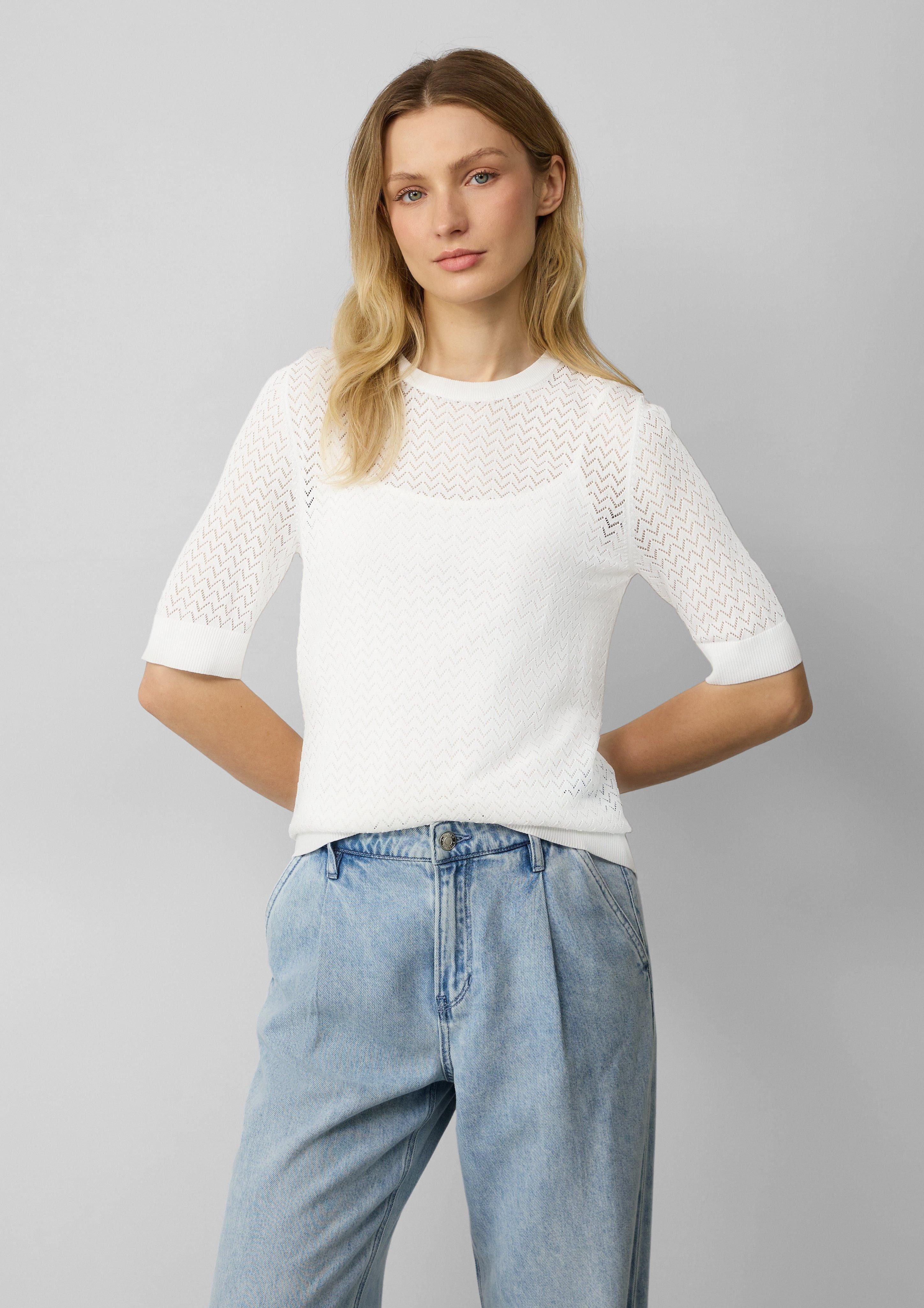 s.Oliver Strickpullover Transparenter Feinstrickpullover mit Lochmuster günstig online kaufen