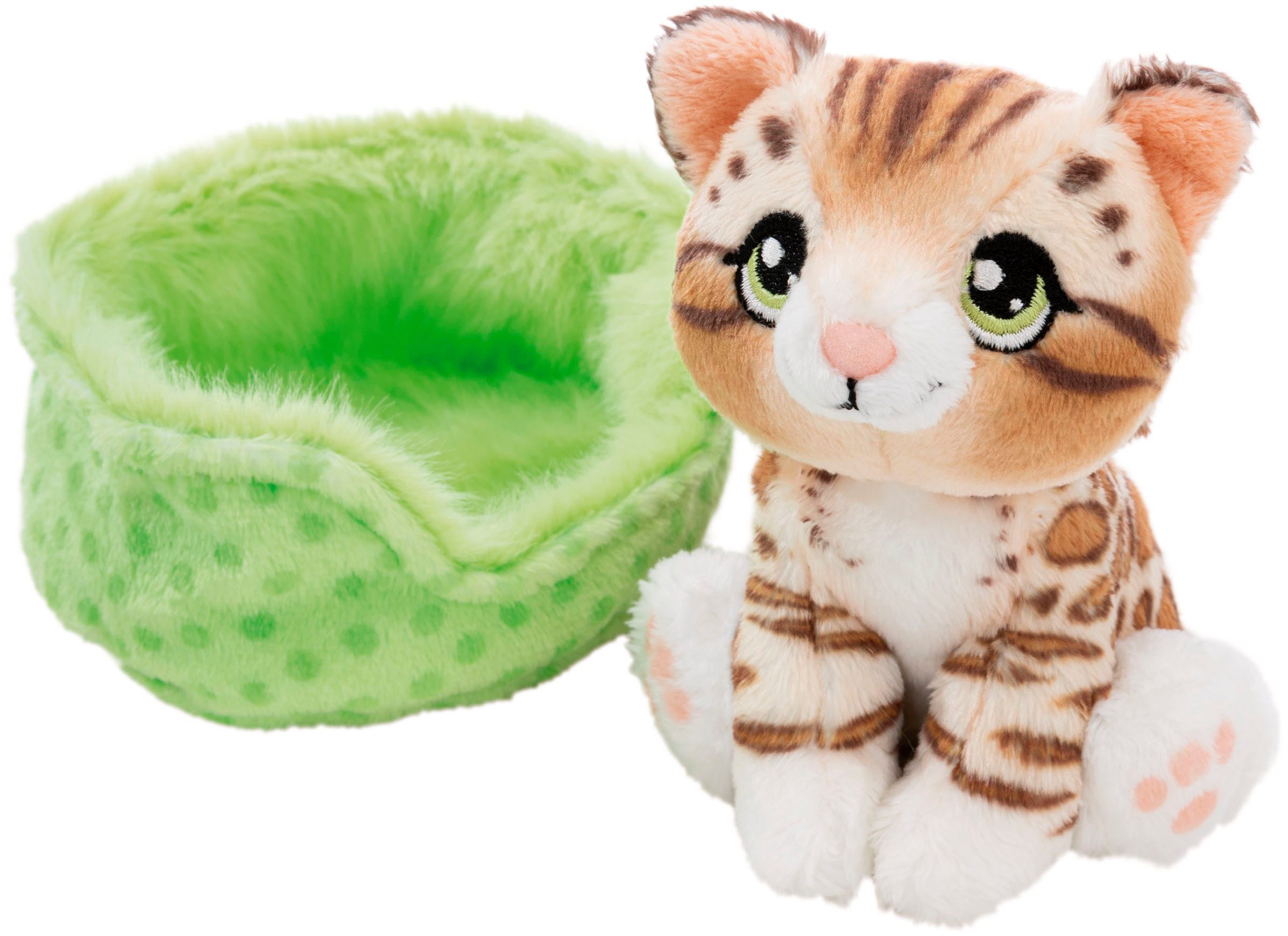 Nici Kuscheltier Little Paws, Bengal Katze getigert 12cm sitzend im Körbchen