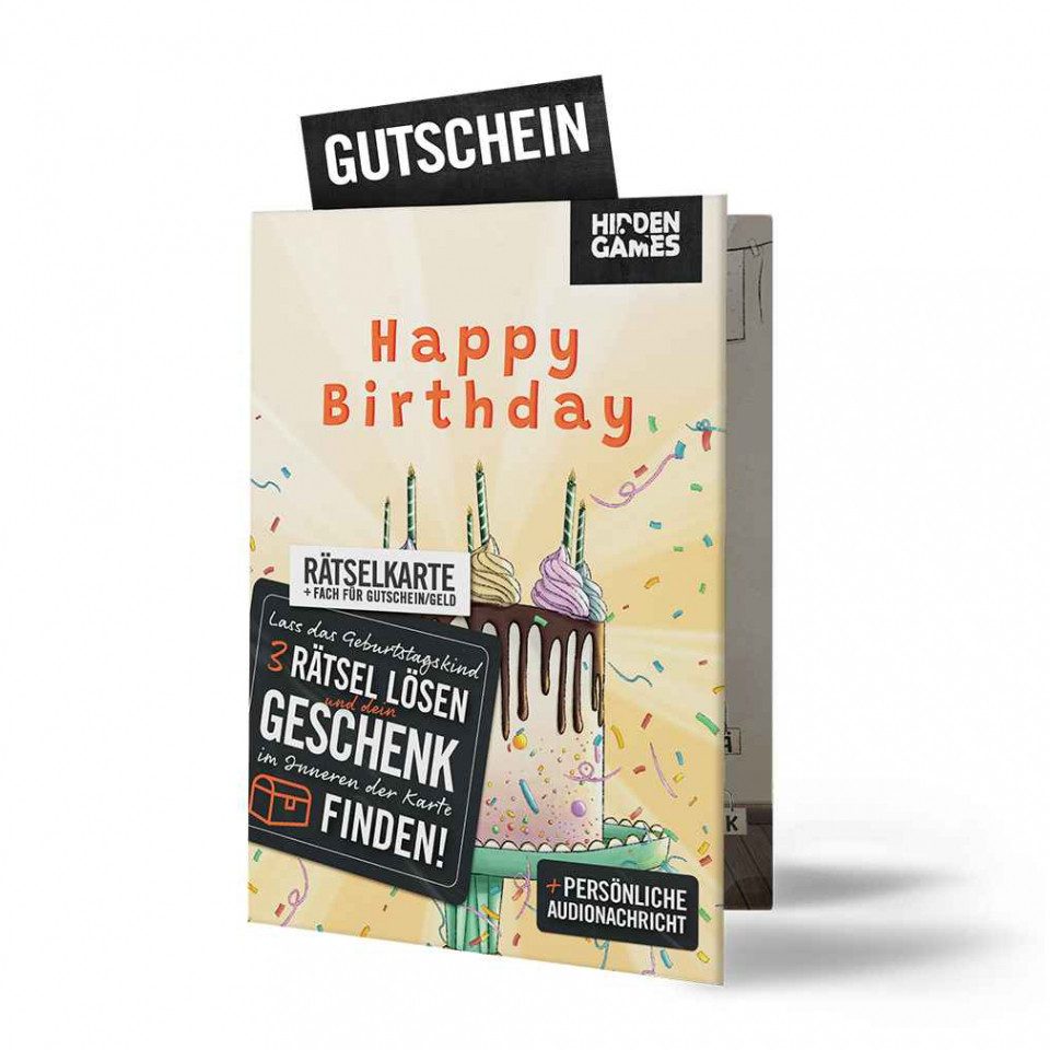 Hidden Games Spiel, Hidden Games - Rätselhafter Geburtstag Rätselkarte - deutsch
