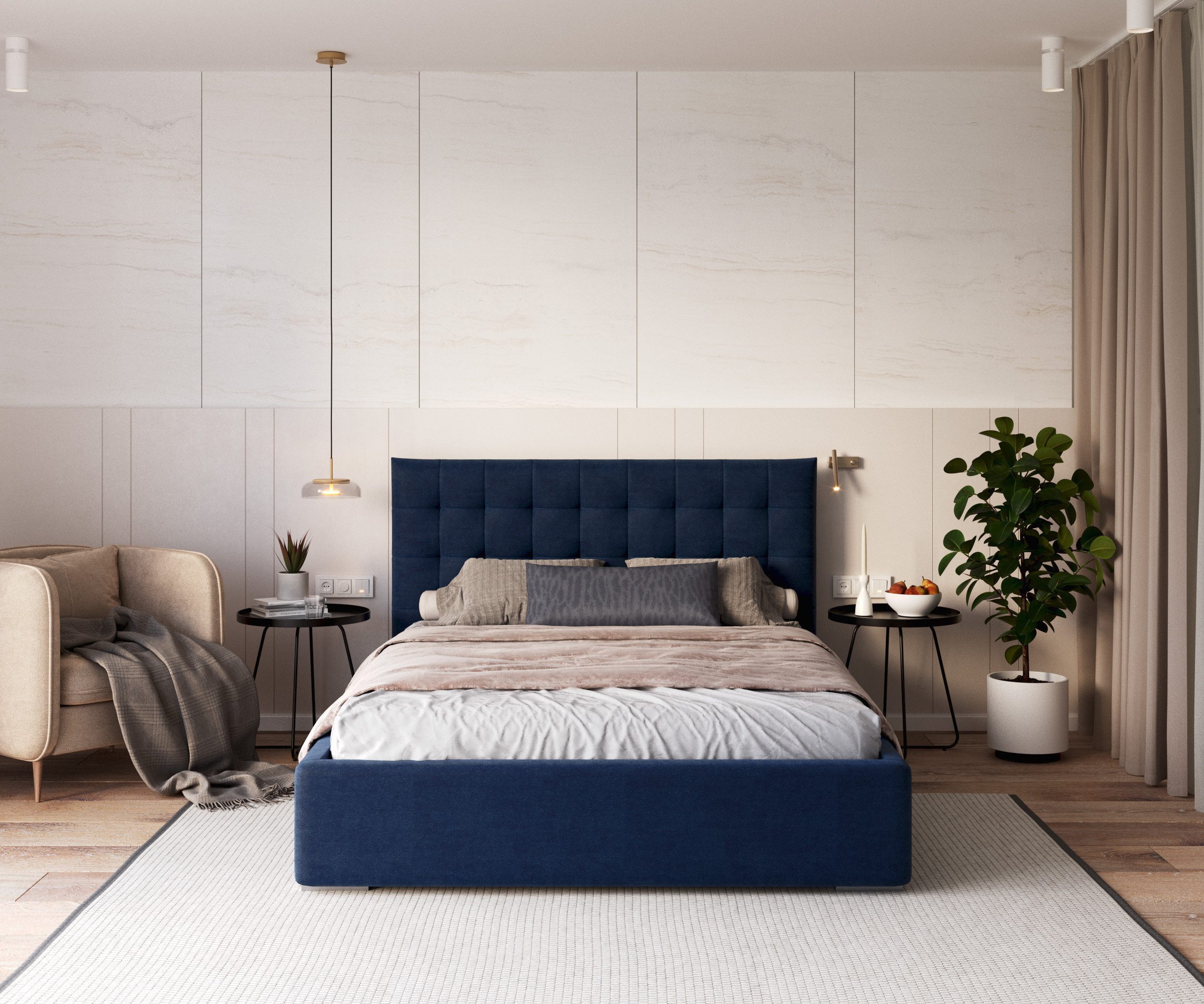 thematys Polsterbett Bett Stauraumbett aus Velours 120x200 140x200 160x200 180x200cm (MADE IN EU - mit hochwertigem Velours Bezug, Bettrahmen, Bett, Optional mit Matratze bestellbar, Mit großem Kopfteil für Komfort - Bettkasten mit Hubrahmen), Metallrahmen mit Lattenrost, hydraulische Klappfunktion für Stauraum