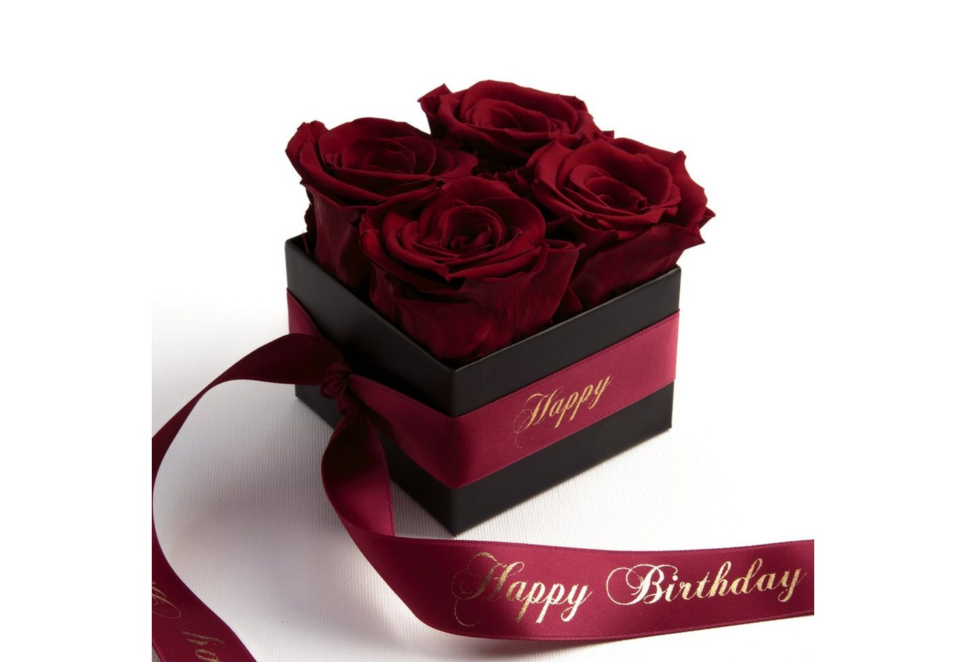 Kunstblume Infinity Rosen Rosenbox Happy Birthday Geburtstag Geschenk für Frauen Rose, ROSEMARIE SCHULZ Heidelberg, Höhe 8.5 cm, echte Rosen lang haltbar, Made in Germany