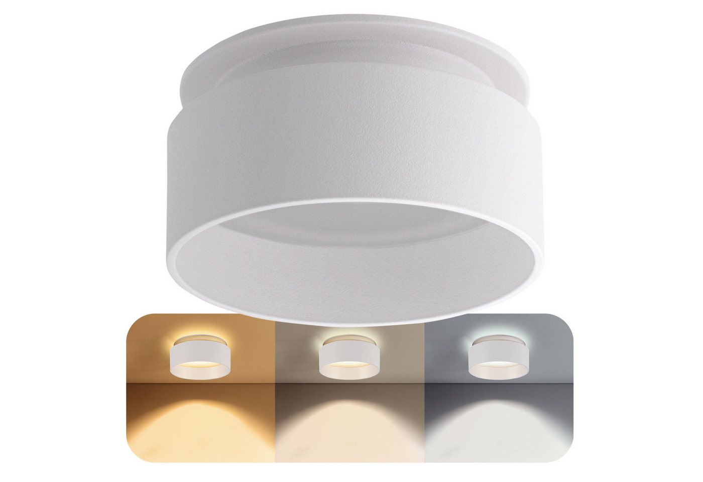 SSC-LUXon LED Aufbaustrahler Design LED Einbaustrahler Sudara weiss rund indirektes Licht mit LED, Neutralweiß, Warmweiß, Tageslichtweiß