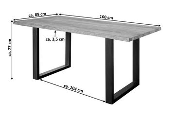 SAM® Baumkantentisch Radom, Sheeshamholz, naturfarben, Baumkante massiv, Metallgestell U-Form