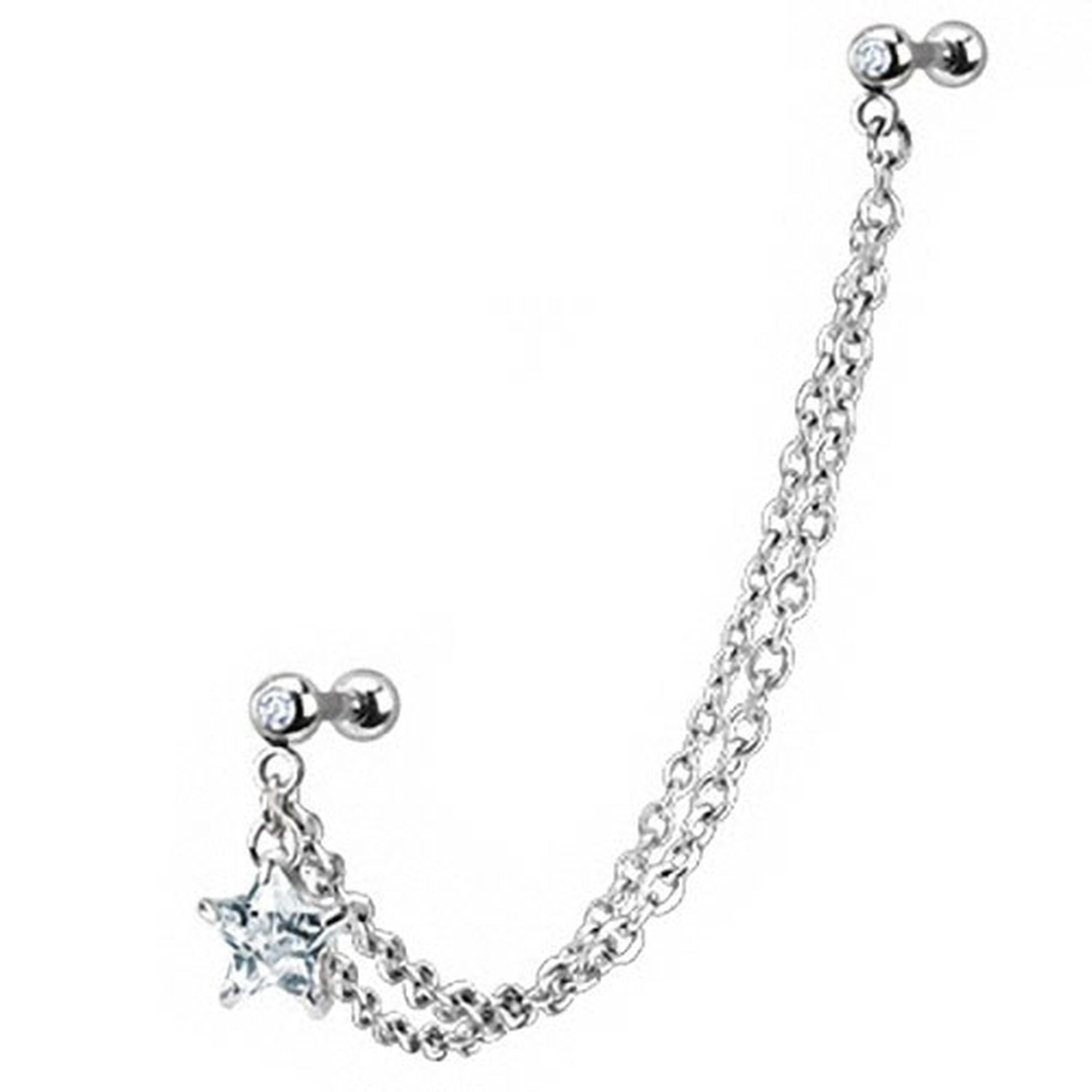 Piercing-Set Piercing Ohr Helix Tragus Kristall Stern 2 Ketten