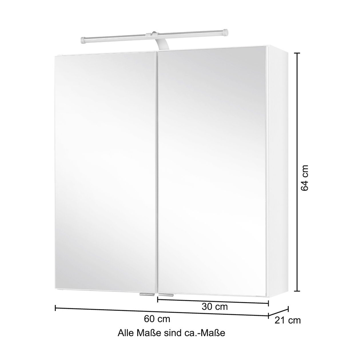 welltime Spiegelschrank Turin Breite 60 cm, mit LED-Aufbauleuchte