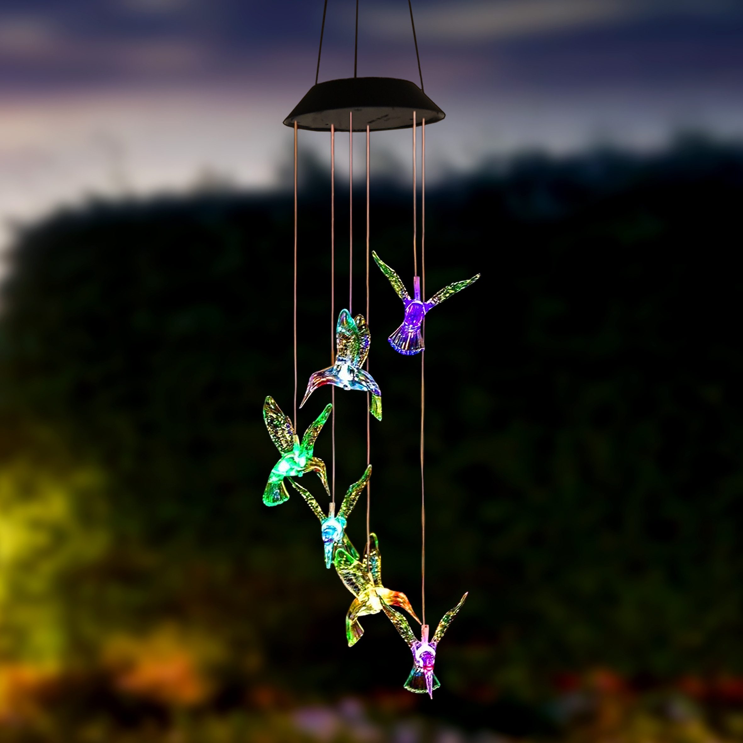 Spetebo Windspiel Solar LED Lichtspiel Kolibri (6 beleuchtete Figuren, 1 St., Artikel), mit Farbwechsel