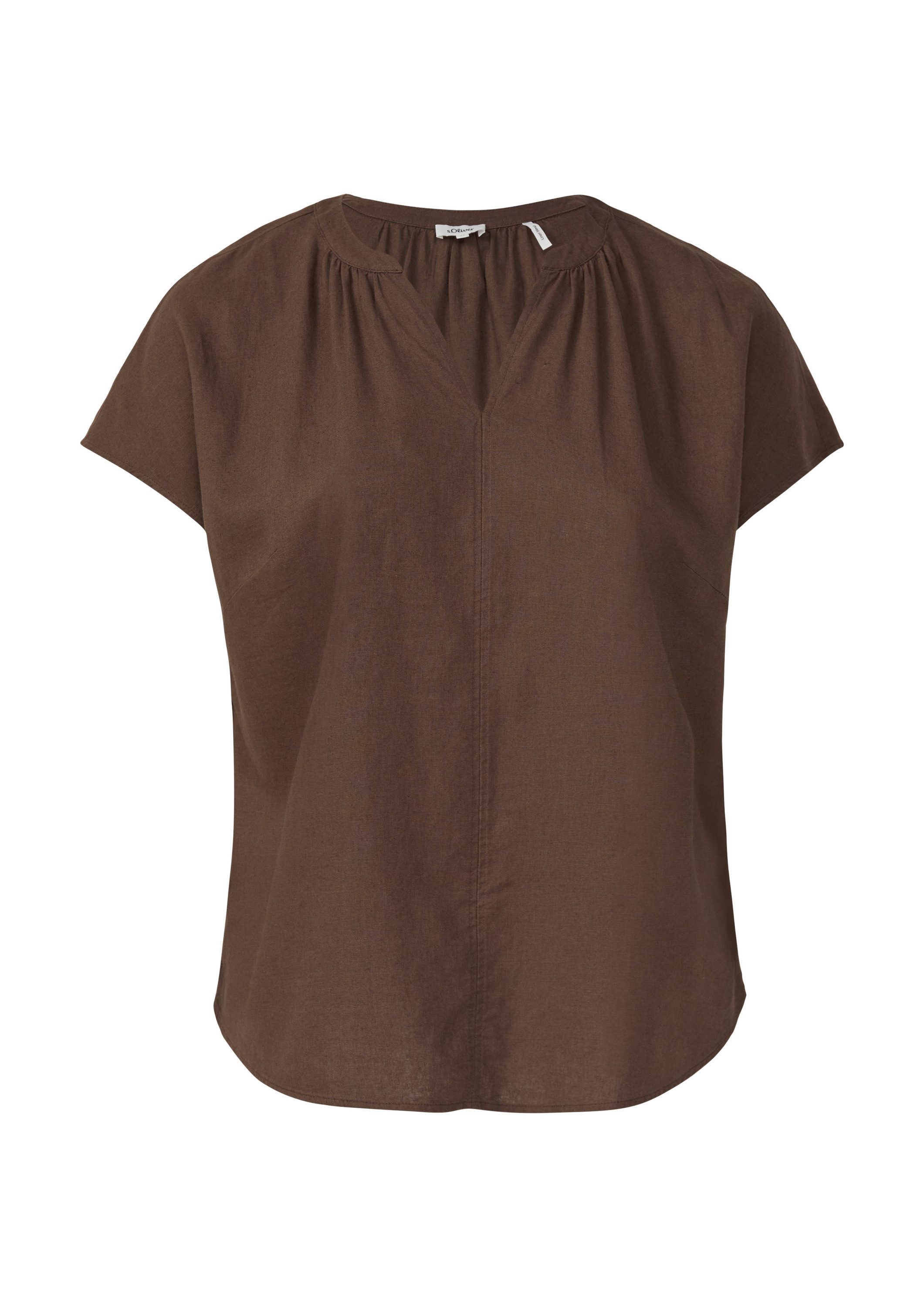s.Oliver Kurzarmbluse Bluse Ärmellose Bluse aus Leinenmix im Relaxed Fit günstig online kaufen