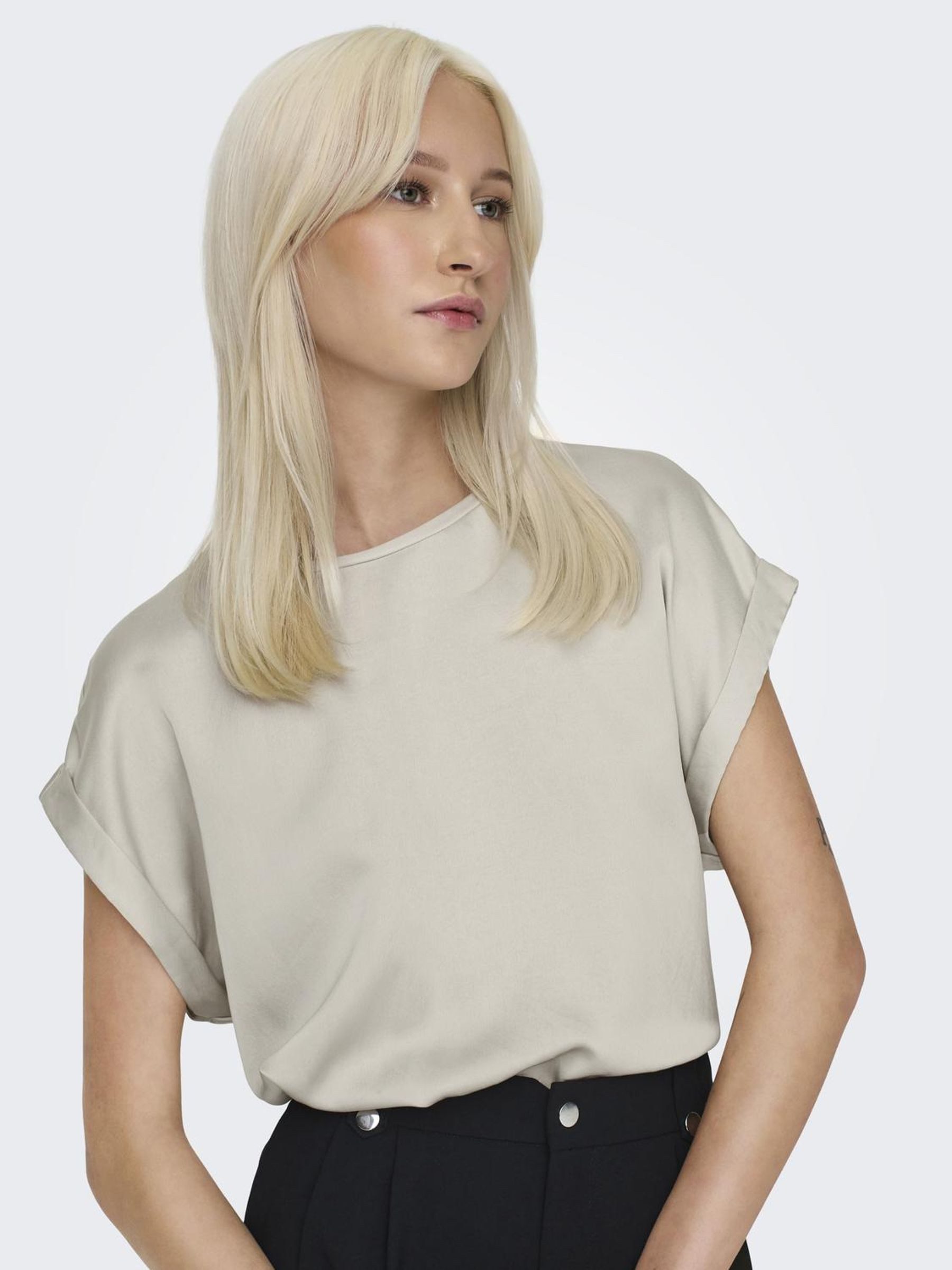 ONLY Kurzarmshirt ONLLIEKE S/S SATIN MIX TOP WVN NOOS regular fit, Web, Pol günstig online kaufen