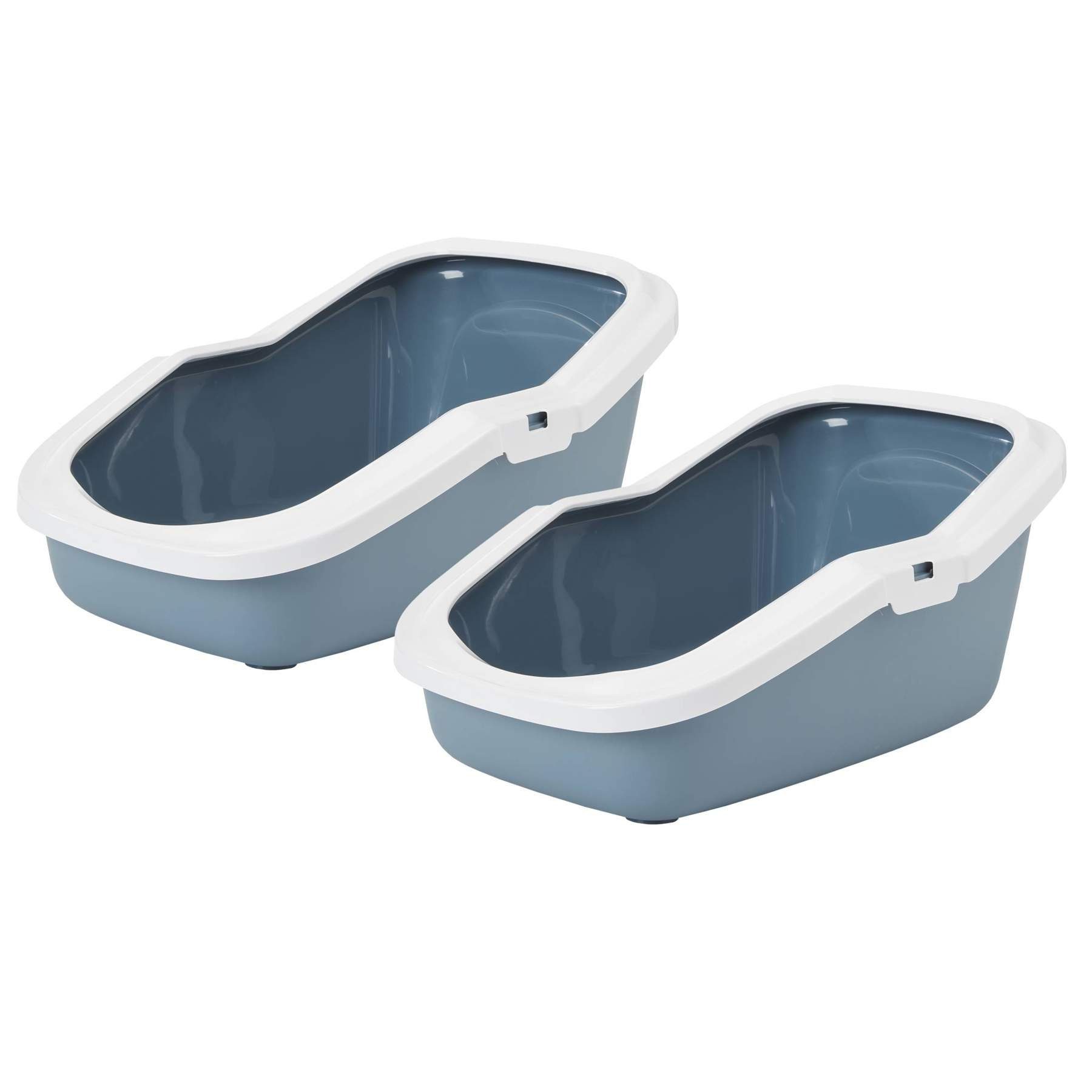 Katzentoilette 2er Sparpack Katzentoilette Katzenklo mit Rand ASEO blau-weiss