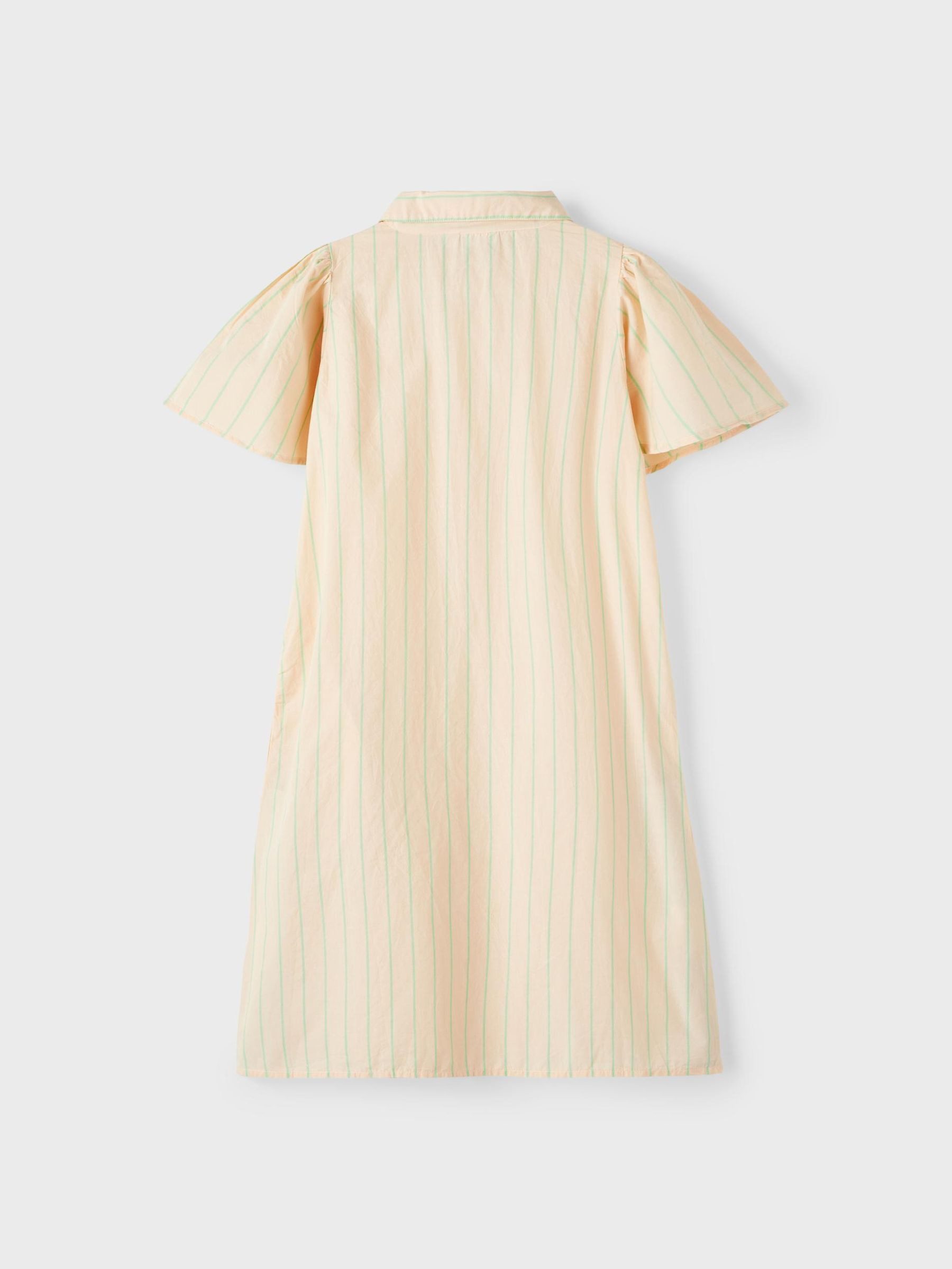 Name It Spitzenkleid Gestreiftes Kurzes Blusen Dress NKFDISTRIPE für Mädchen (knielang) Baumwolle Normal Fit Rundhals Kurzarm Gestreift atmungsaktiv
