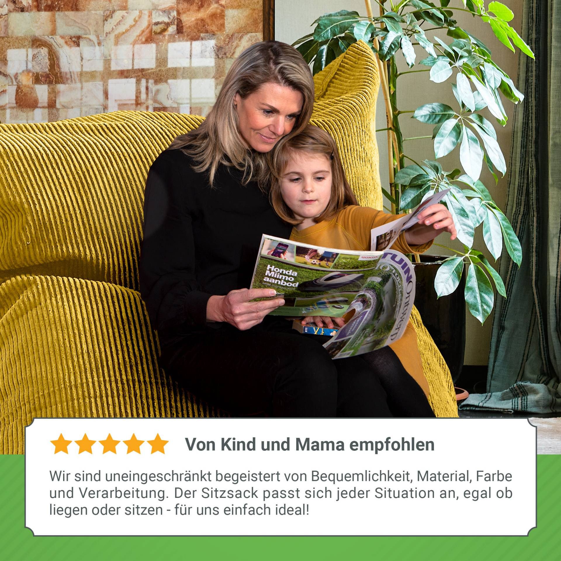 Green Bean Sitzsack XXL Riesen Sitzsack Square aus Cord (XXL aus Cordstoff 370 Liter mit EPS-Perlen Füllung, Kuschelig Weich Waschbar), Sitzkissen Lounge Chair  – Bild 4 von 5