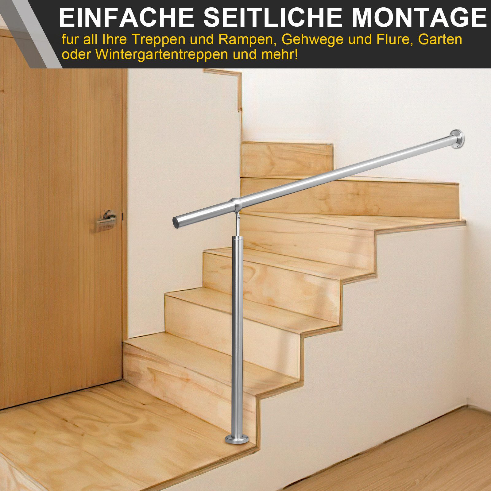 Clanmacy Treppengeländer Treppengeländer Geländer Handlauf 100cm Eingangsgeländer Außen&Innen, 100 cm Länge, 90 cm Höhe, 1-tlg. – Bild 5 von 5