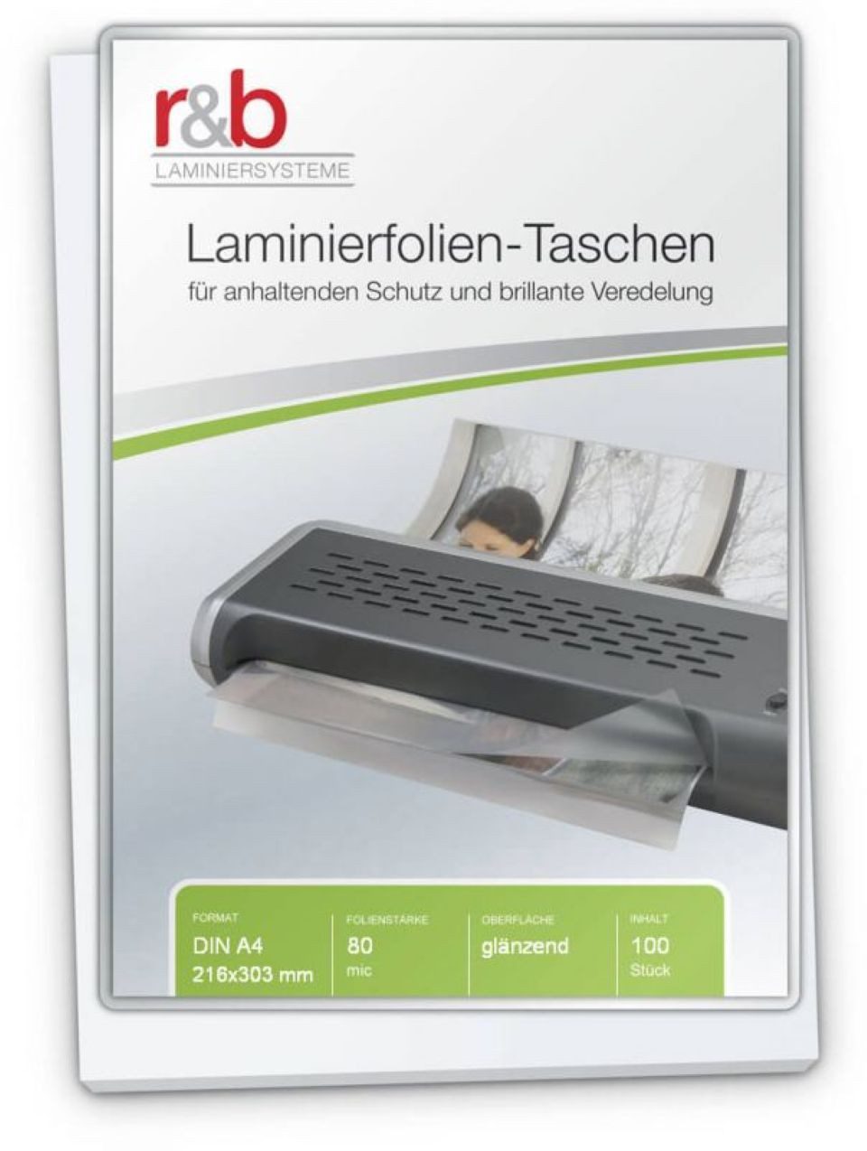 r&b Laminiersysteme Laminierfolie r&b Laminierfolien A1 bis A7, 50-350mic, glänzend, A4, glänzend, 100 St., Kompatibel, glänzend, stabil, schützend, professionell, vielseitig