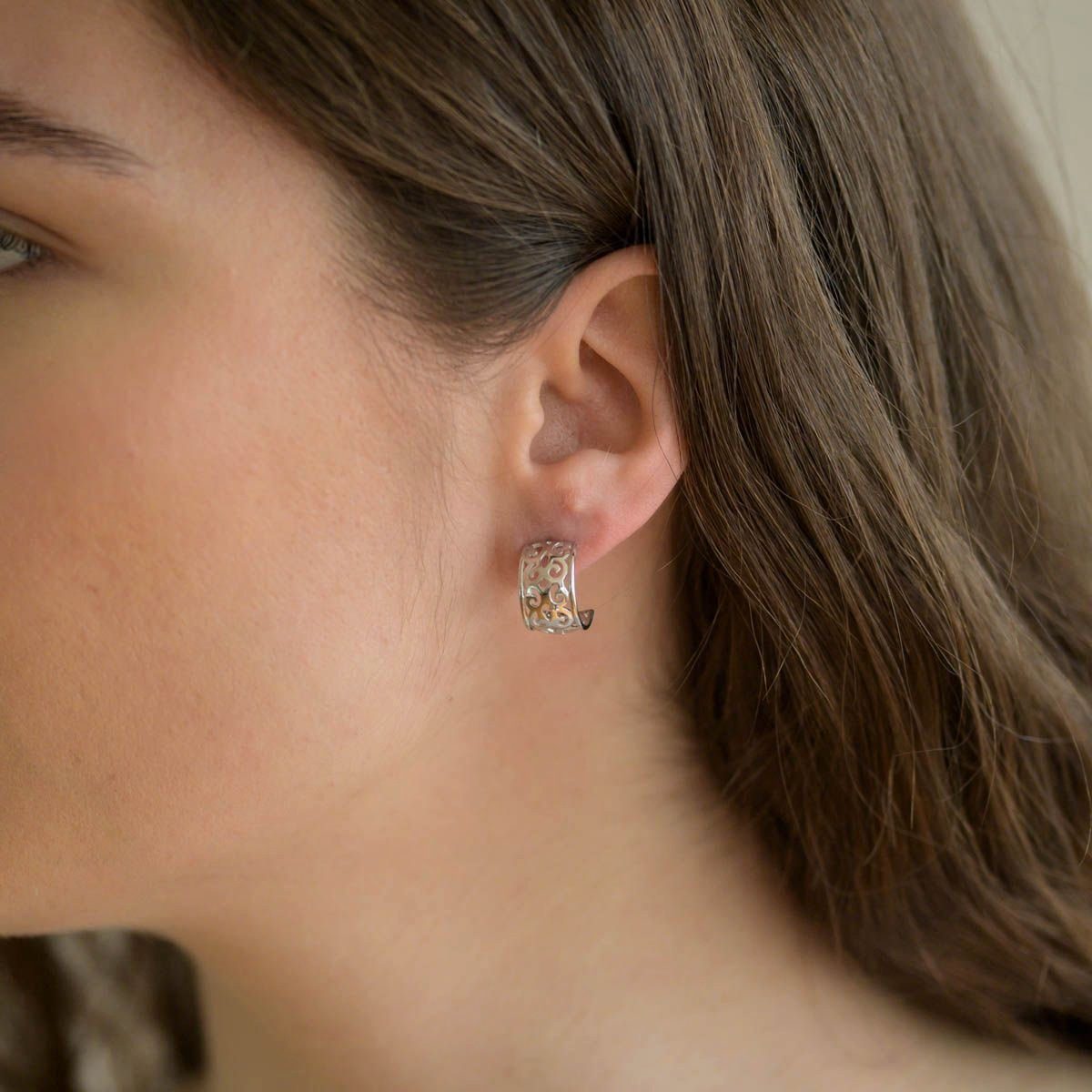 Materia Paar Creolen Damen Silber Halbcreolen Ornamente SO-72, 925 Sterling günstig online kaufen