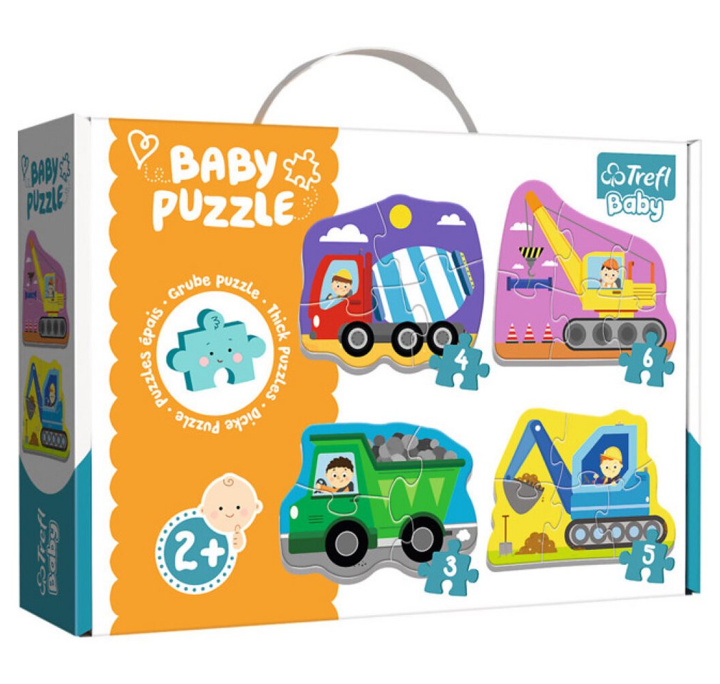 Trefl Puzzle Baby-Puzzle Fahrzeuge auf dem Bau 4in1 (3,4,5,6 Teile), Puzzleteile