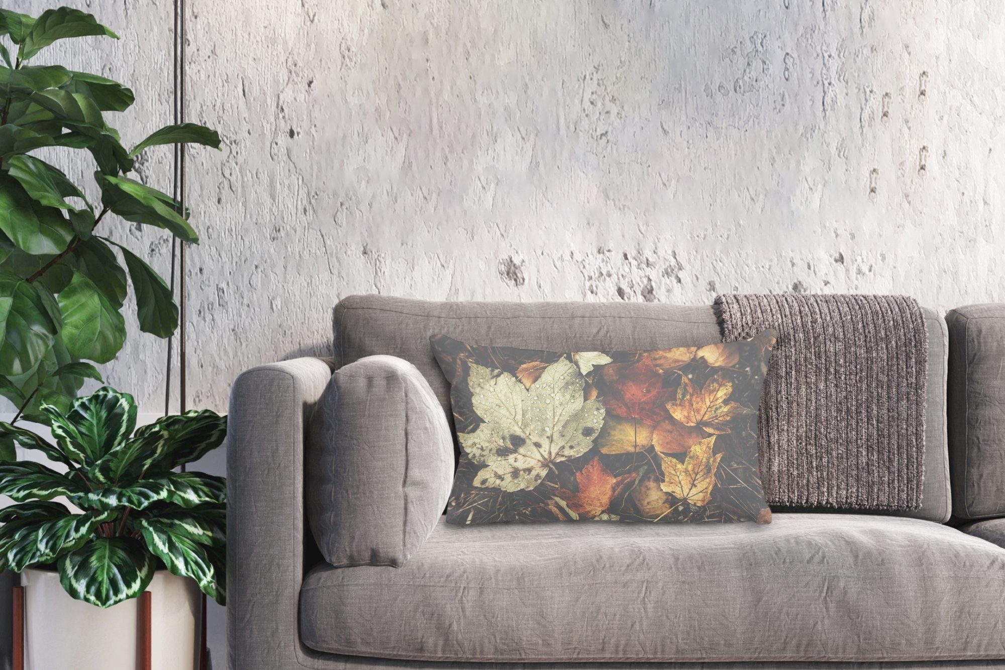 Dekokissen Schlafzimmer mit Zierkissen, Natur, - - Herbstblätter Füllung, Wohzimmer Jahreszeiten Herbst Dekokissen - Dekoration, MuchoWow
