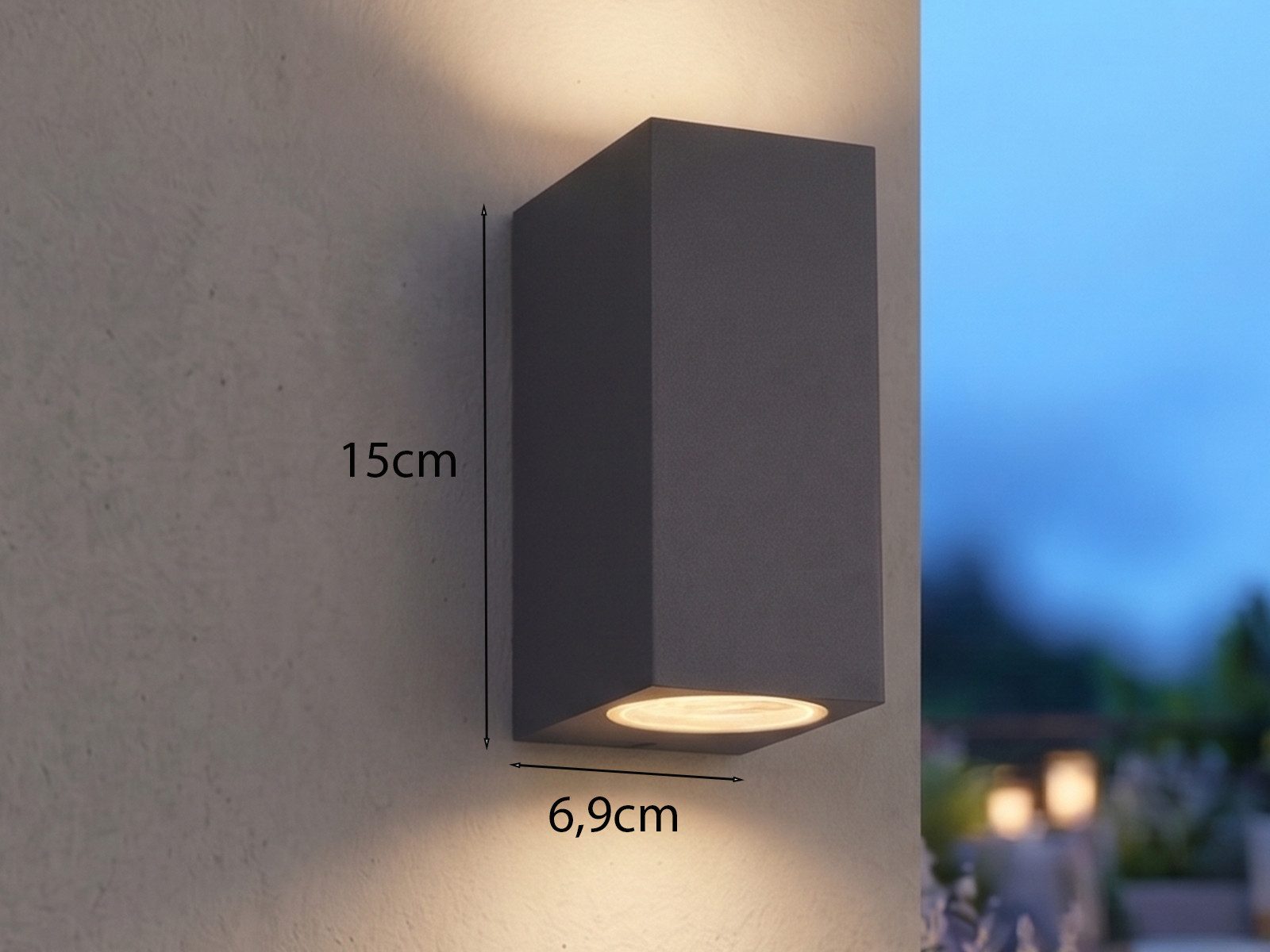TRIO Leuchten LED Außen-Wandleuchte up and Down Anthrazit, Höhe 15cm, LED wechselbar, warmweiß, Wand Außenleuchte, Fassadenbeleuchtung Hauswand Haustür mit GU10 – Bild 4 von 5