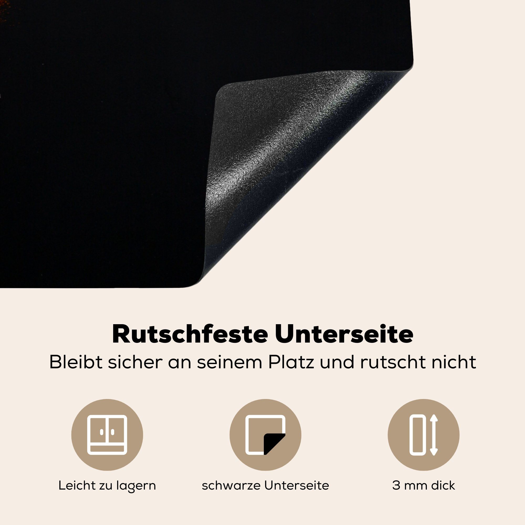 Schwarz Schutz Vinyl, Ceranfeldabdeckung 81x52 cm, Induktionskochfeld - für Kochen, MuchoWow Kräuter Küche Herdblende-/Abdeckplatte - Gewürze (1 die tlg), - küche, -