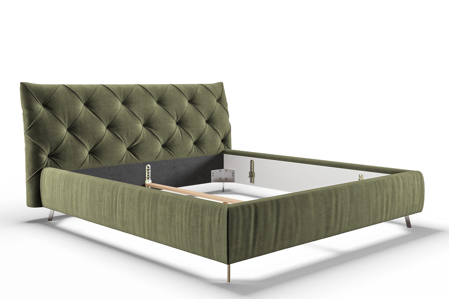 KAWOLA Polsterbett ANNY, Leder oder Velvet, verschiedene Größen und verschiedene Farben