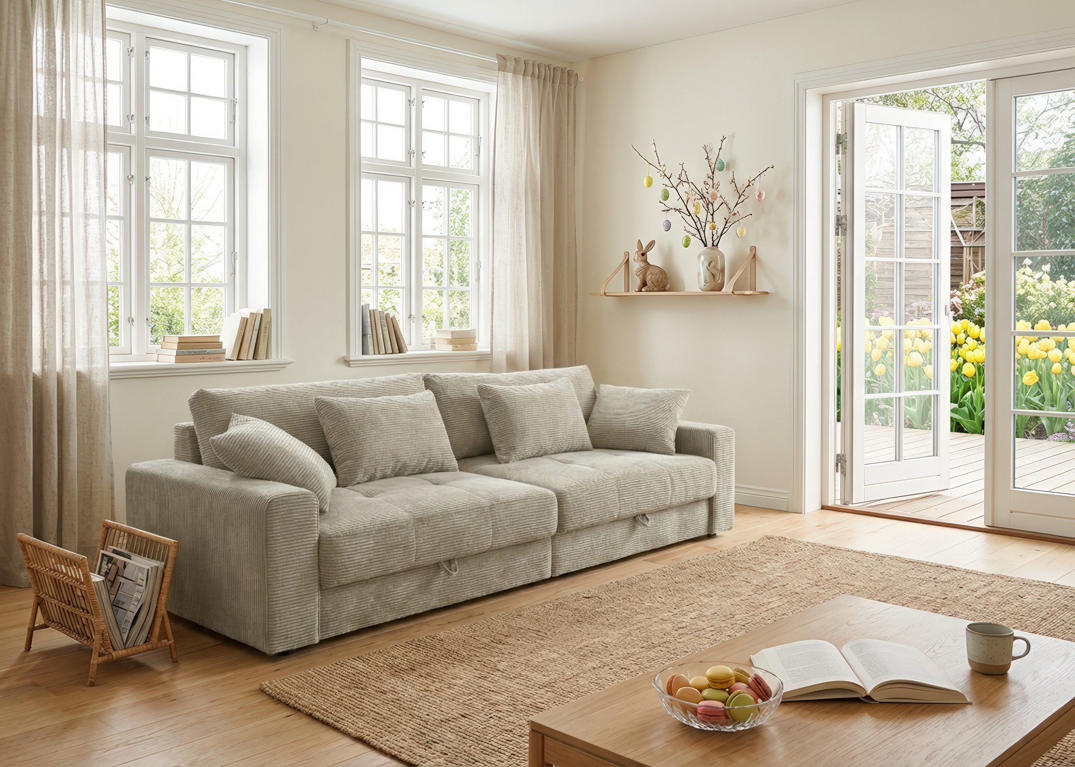 Jockenhöfer Gruppe Big-Sofa Space XL, B: 284 cm, Mega-Sofa mit Bettkasten & 4 Zierkissen