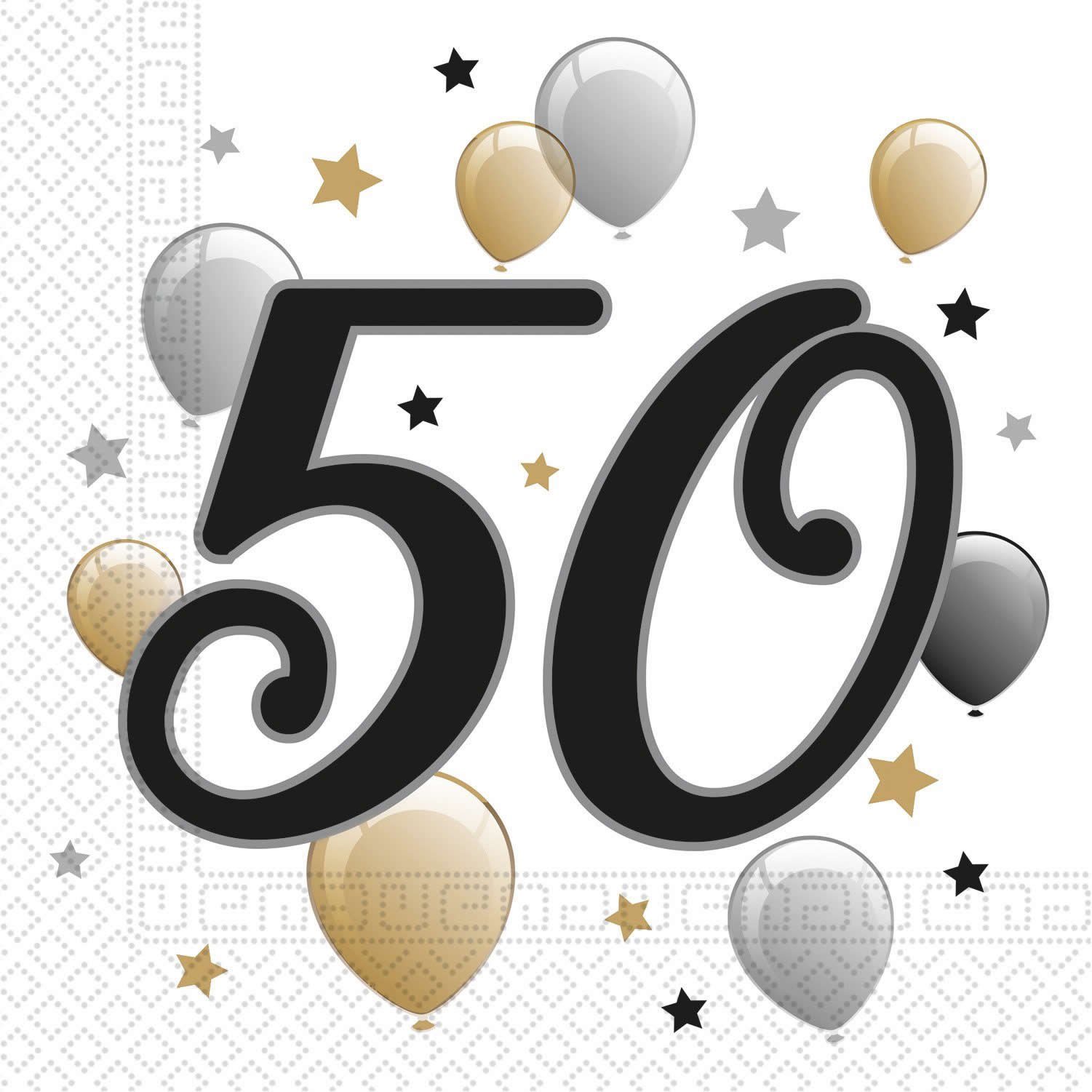 Motto Deko Pappe Einweggeschirr-Set Procos 8 Set Personen, (96-tlg), Party Meilenstein 50 Geburtstag 96-tlg Birthday Happy