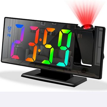 Novzep Projektionswecker Ultraklarer Zeitprojektor – LED-Farbbildschirm, 180°-Drehung, 4-in-1-Wecker
