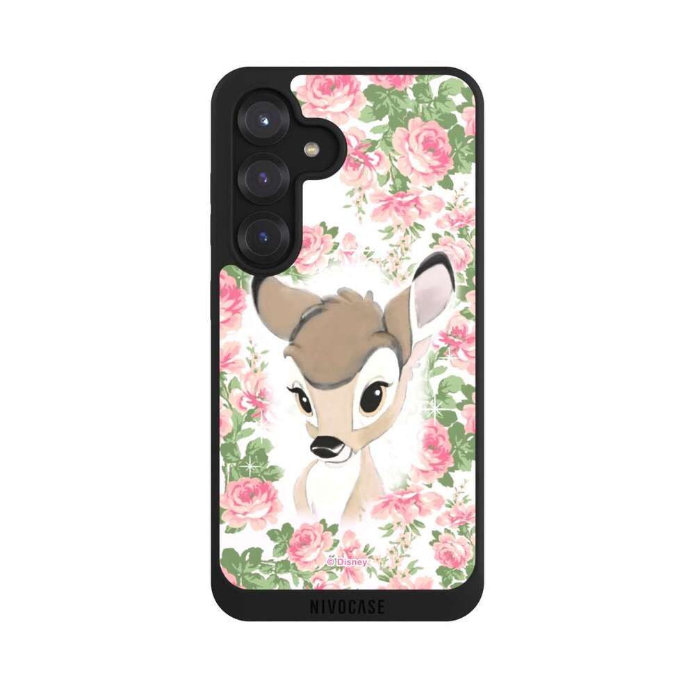 NIVOCASE Handyhülle Bambi Disney Offizielles Lizenzprodukt Bambi Flower Child, Samsung Galaxy S25 Handyhülle Hülle NIVOpure Case Schwarz