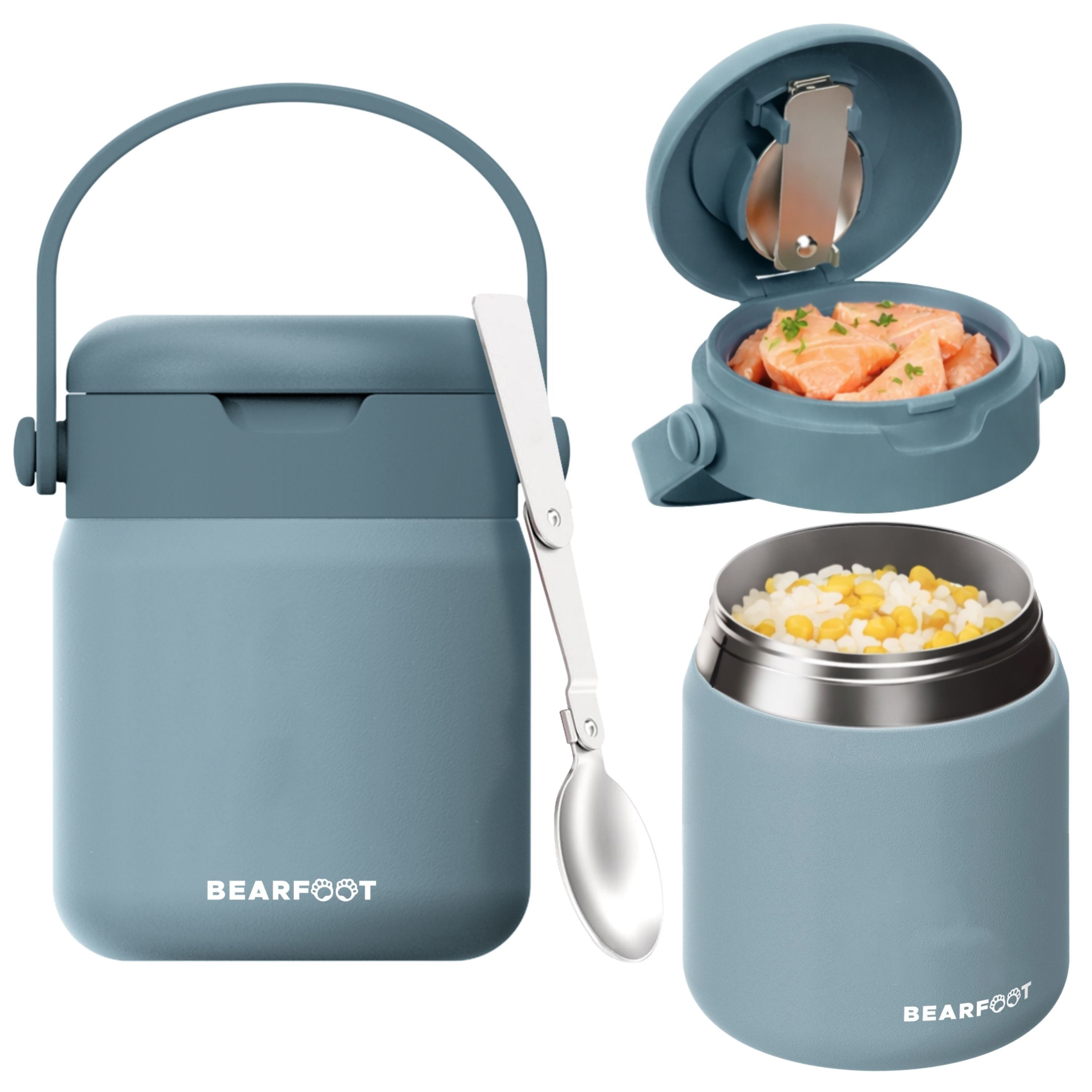 BEARFOOT Trinkflasche Thermobehälter Kinder Edelstahl - blau, Thermobehälter, auslaufsicher, Edelstahl, Food jar, BPA-frei