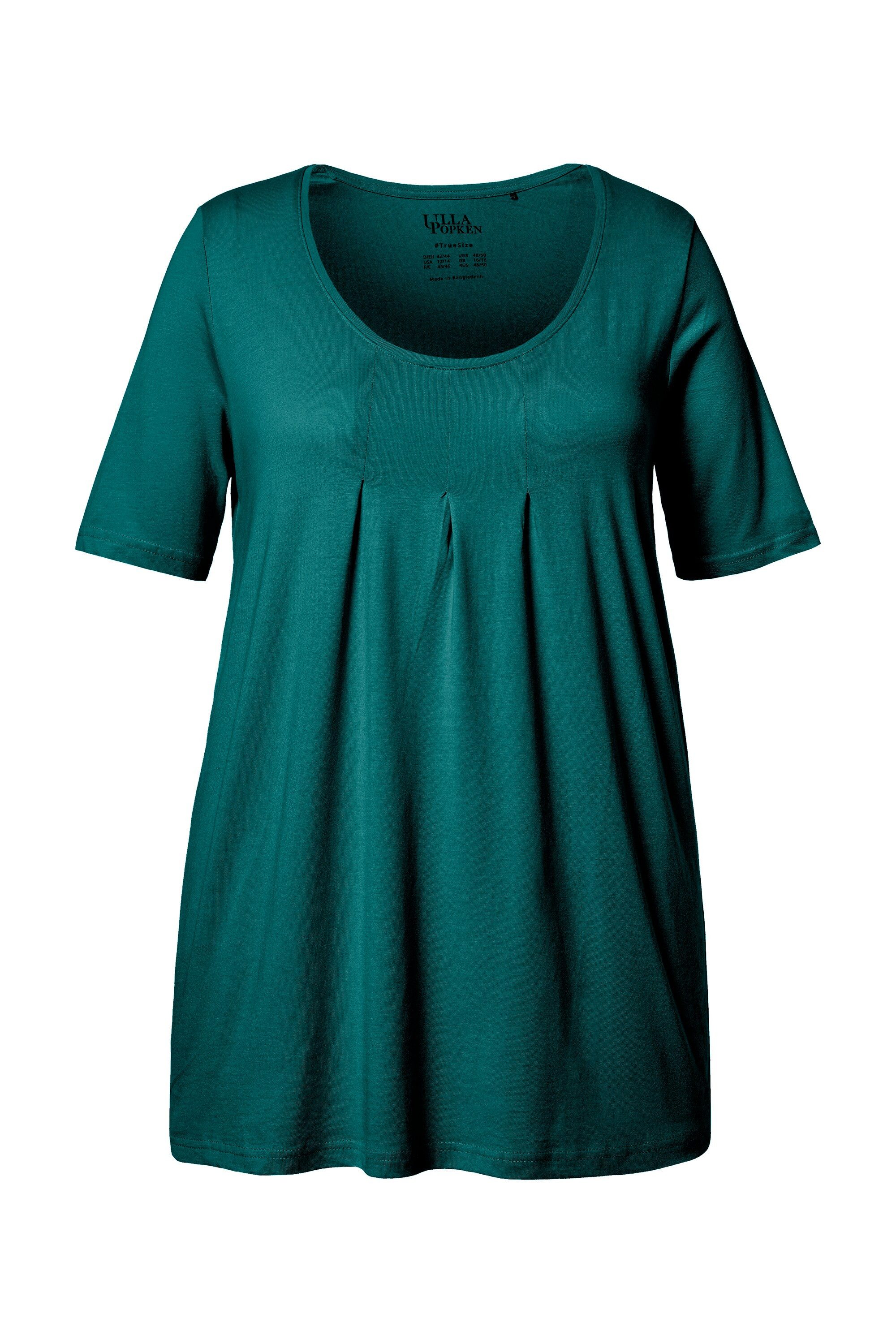 Ulla Popken T-Shirt T-Shirt Zierfalten A-Linie Rundhals Halbarm Modal günstig online kaufen