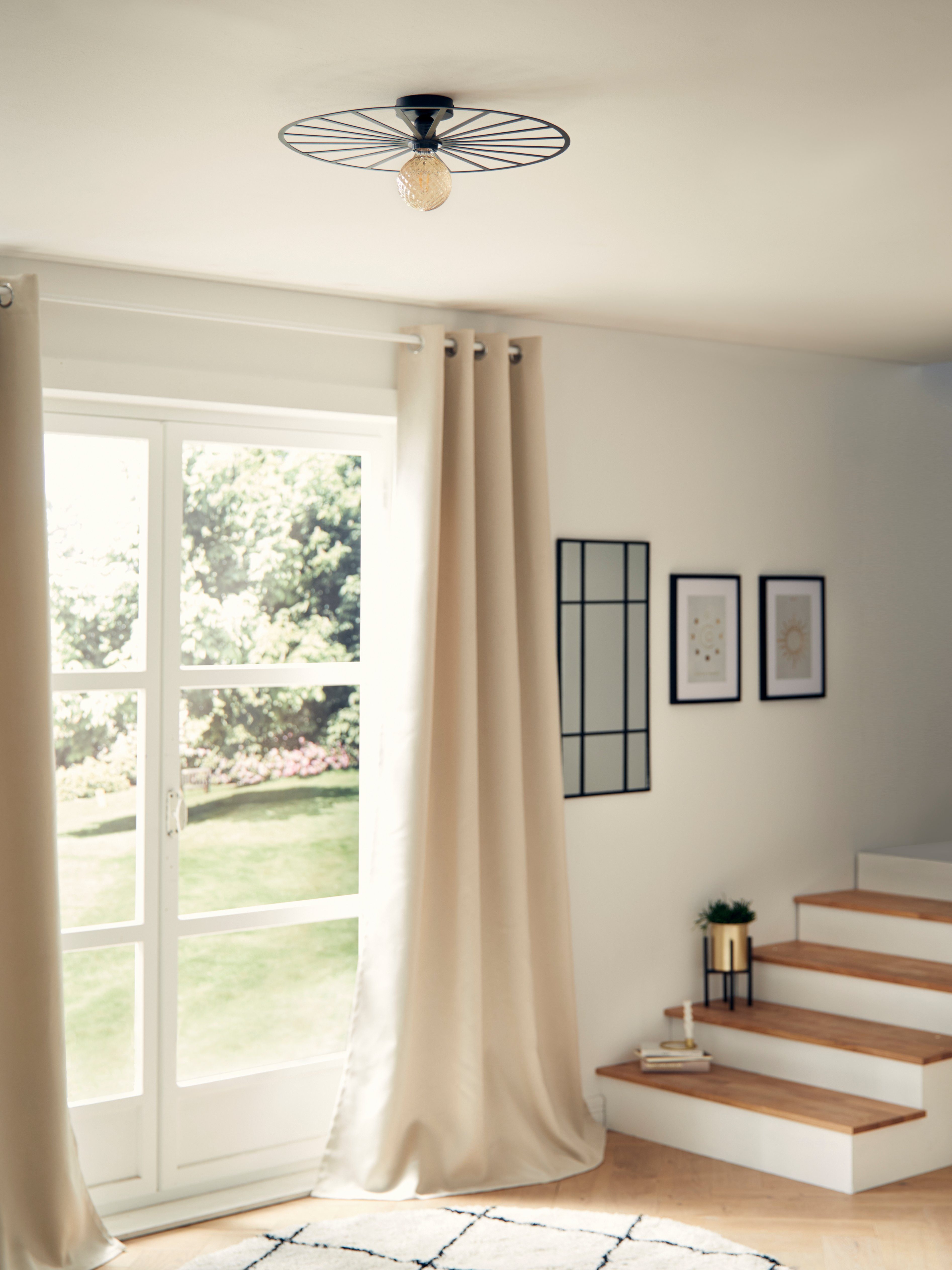 Leonique Deckenleuchte Lotella, Leuchtmittel wechselbar, Deckenleuchte schwarz als Speichenoptik Wand-und dekorative verwendbar