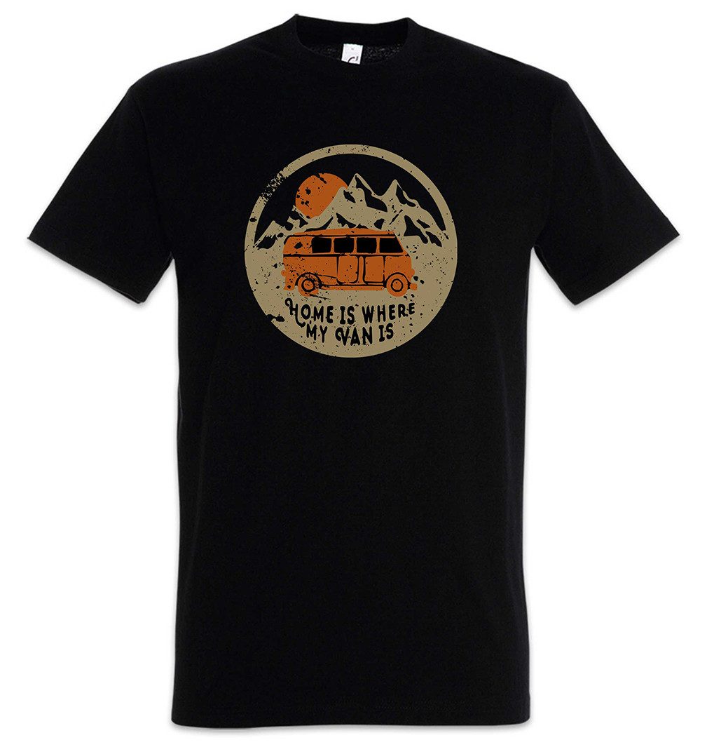Urban Backwoods Print-Shirt Home Is Where My Van Is Herren T-Shirt Campen Camping Camper Vanlife (1-tlg) Road Trip Zelten Zelt