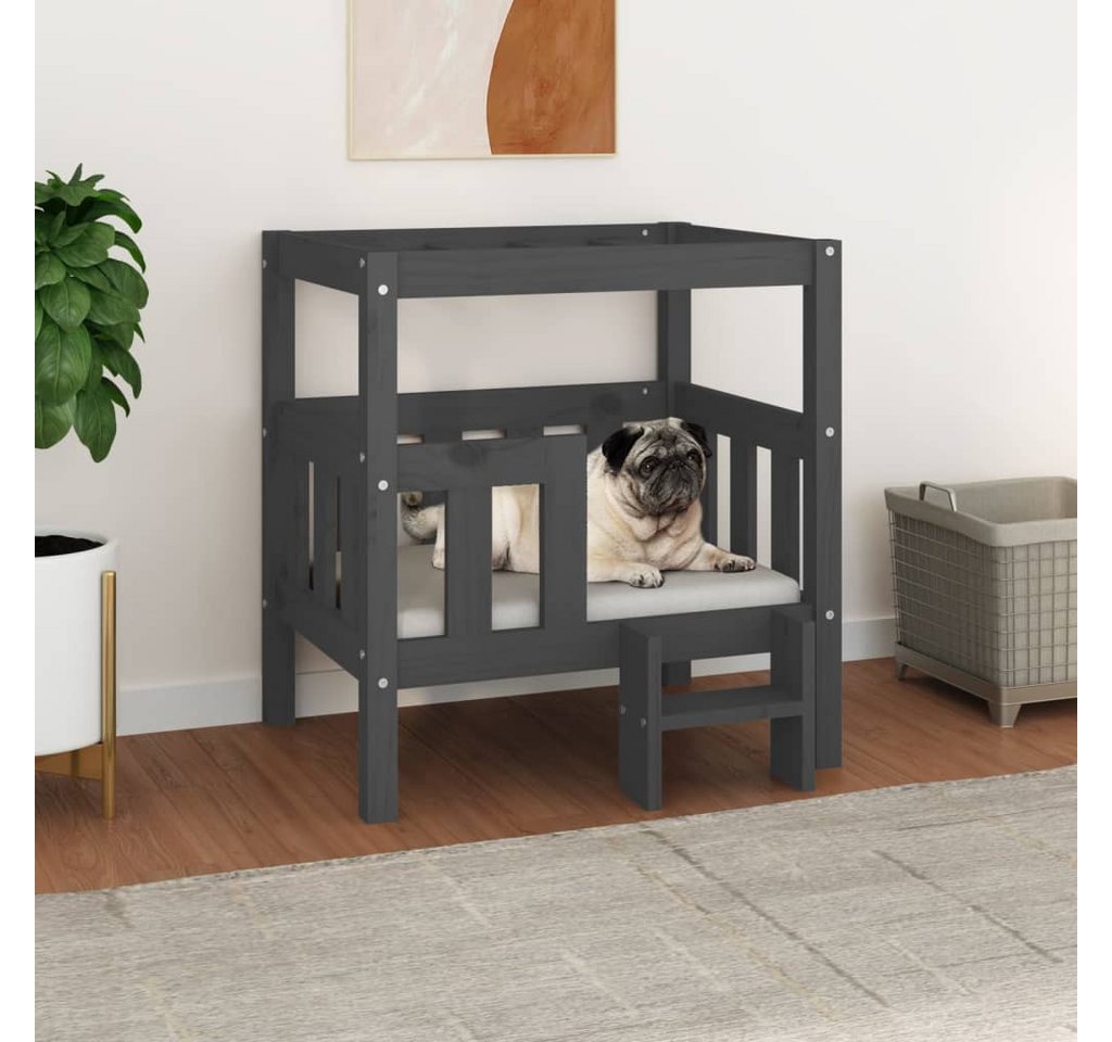 Thumbnail - vidaXL Hundekorb Hundebett Grau 65,5x43x70 cm Massivholz Kiefer