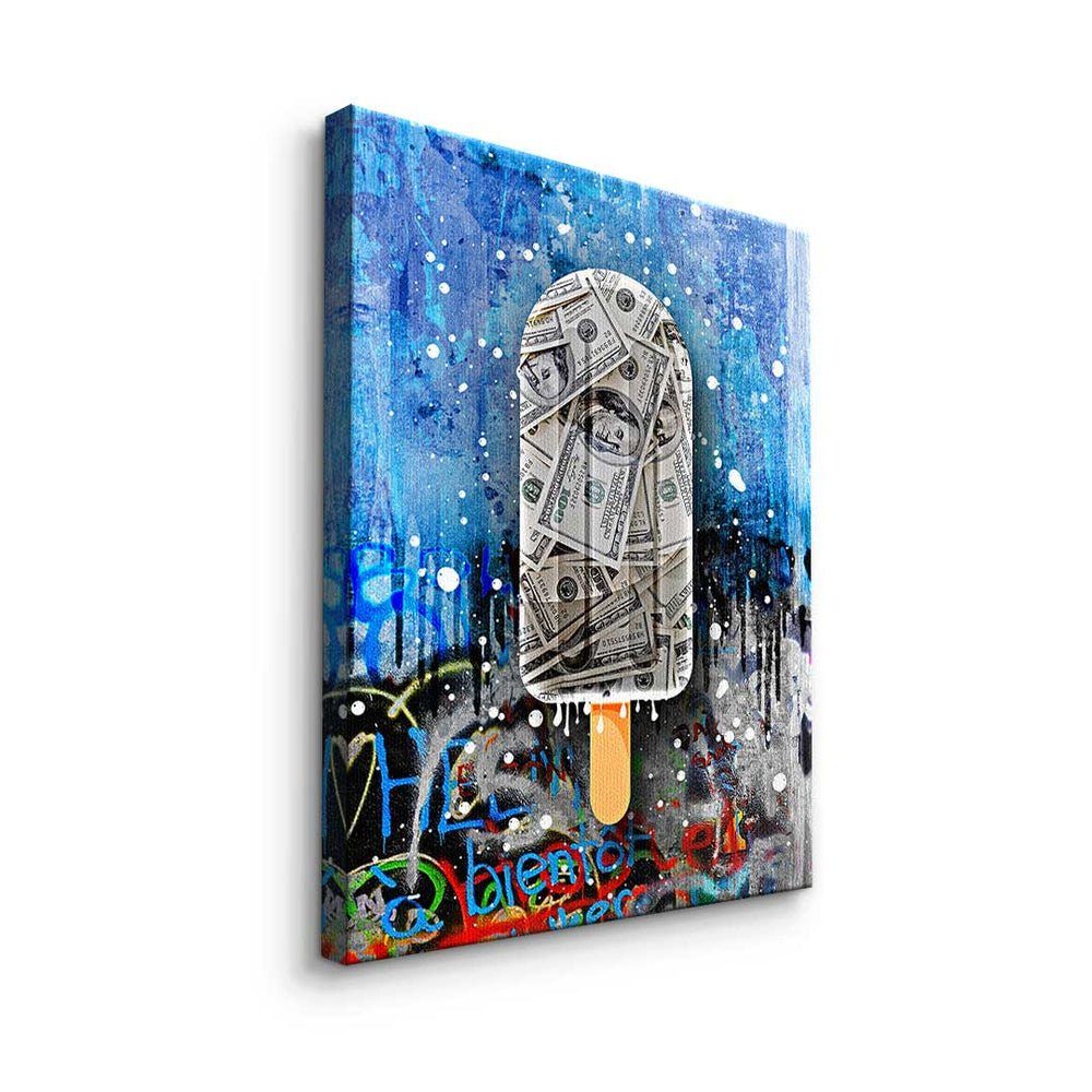 silberner - Leinwandbild, Premium - - Graffiti DOTCOMCANVAS® Leinwandbild Ice Pop Motivationsbild Art Rahmen