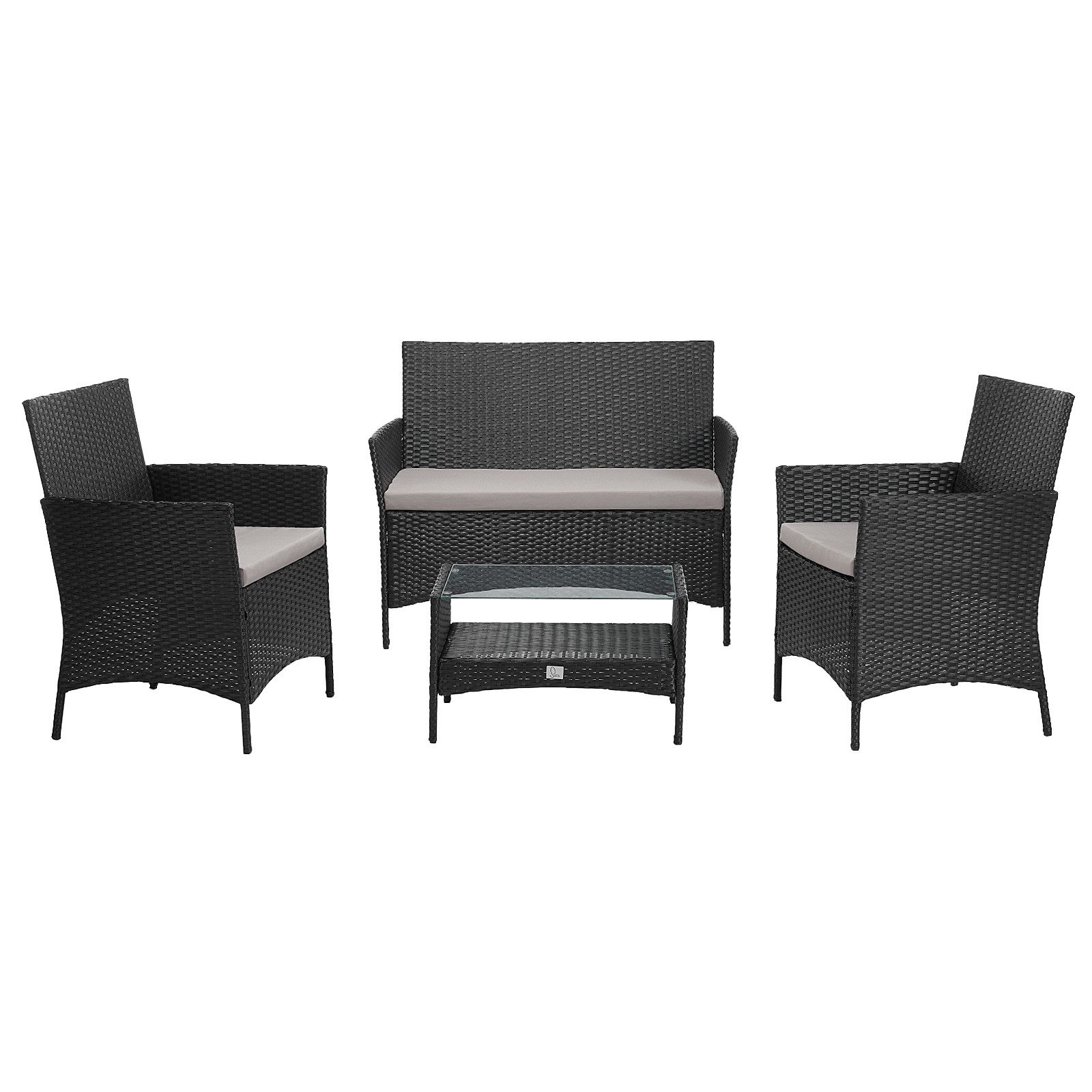 SVITA Sitzgruppe BROOKLYN, (Set, 4-tlg., Gartenlounge), 2 Sessel, mit Tisch, Sitzpolster, gemütlich