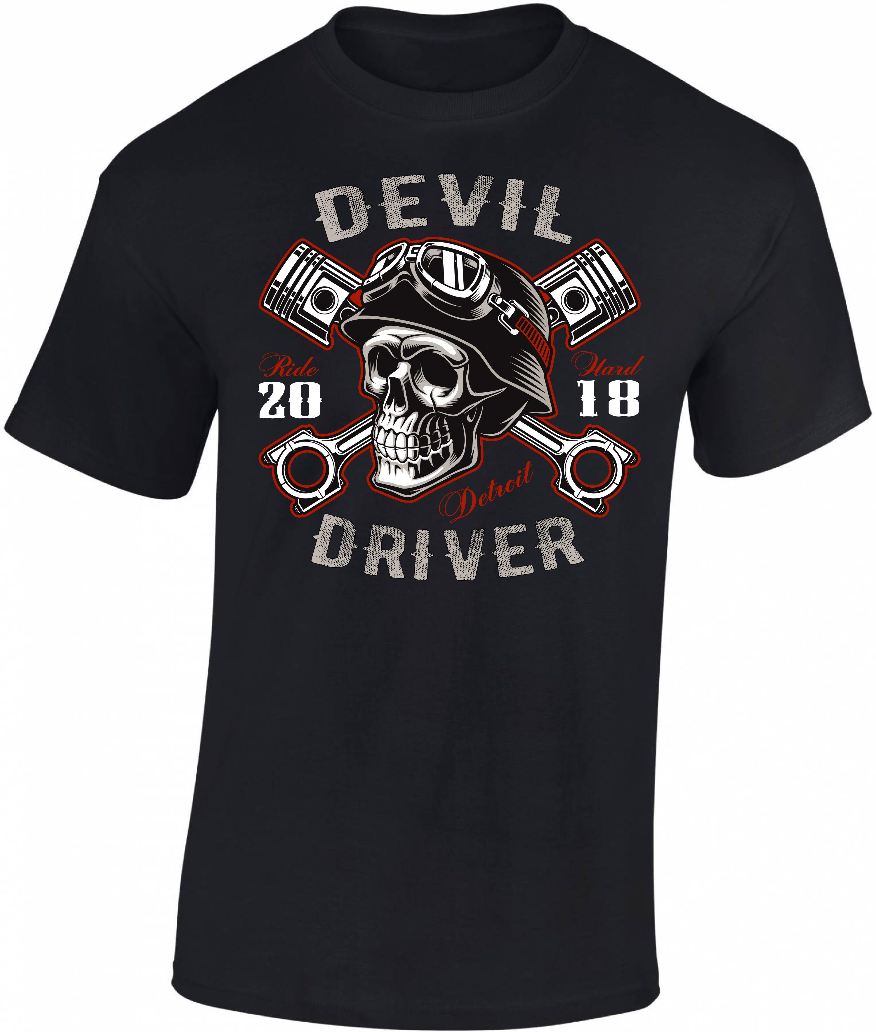 Print-Shirt Biker Shirt: "Devil Driver" - Motorrad T-Shirt