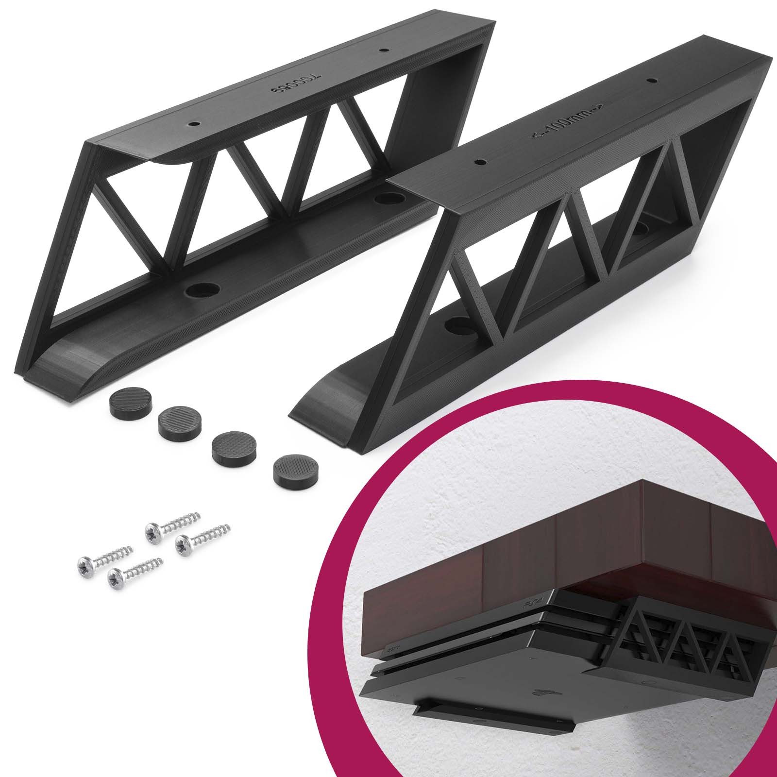 Mobilefox Konsolen-Halterung Unter Tisch Halter Regal Halterung für Sony PlayStation 4 PS4 Pro Slim