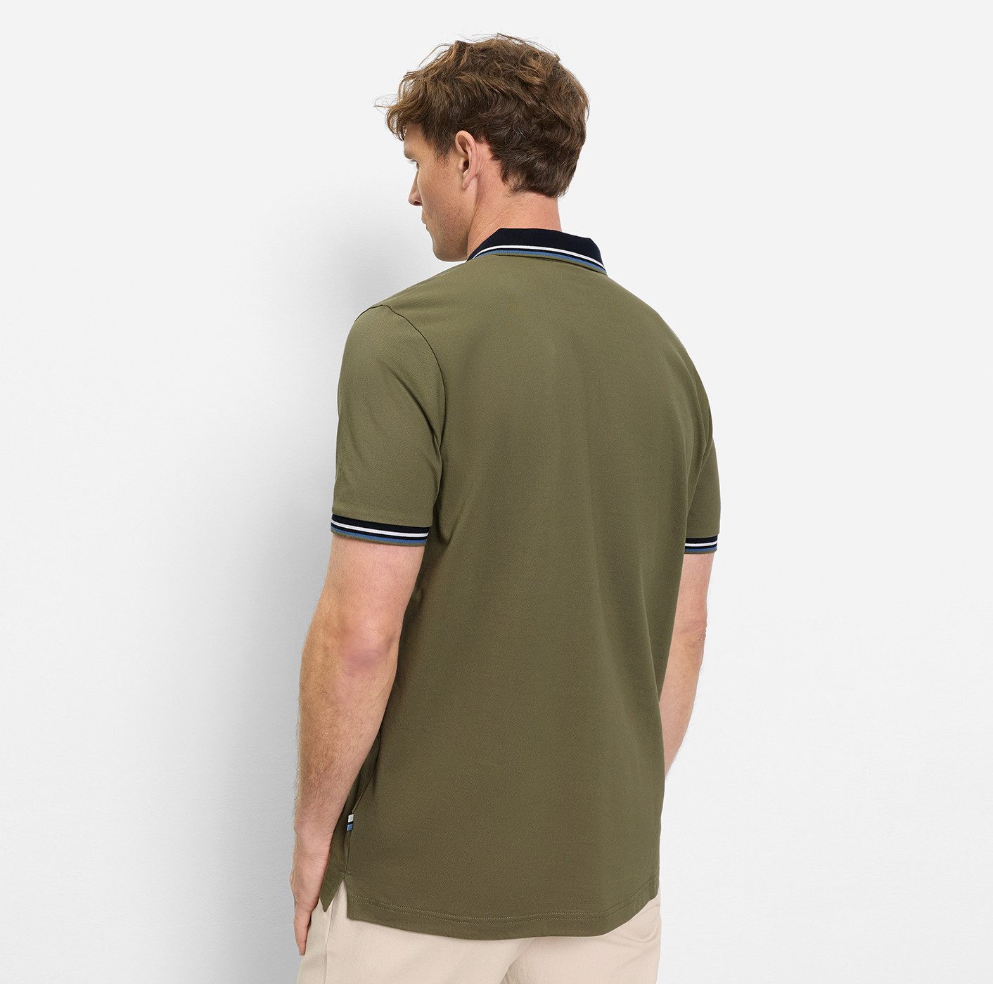 OLYMP Poloshirt Casual farbliche Kontrast-Details
