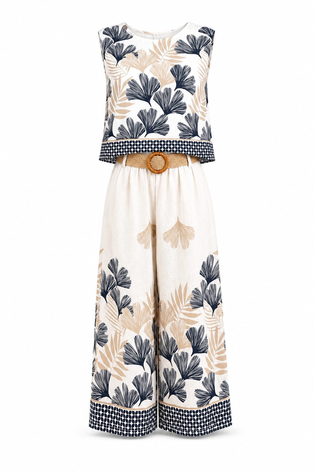 ITALY VIBES Hosenanzug - Zweiteiler für Damen - Set aus Culotte Hose und passendem Shirt ONE SIZE / passend für Größen M bis XL