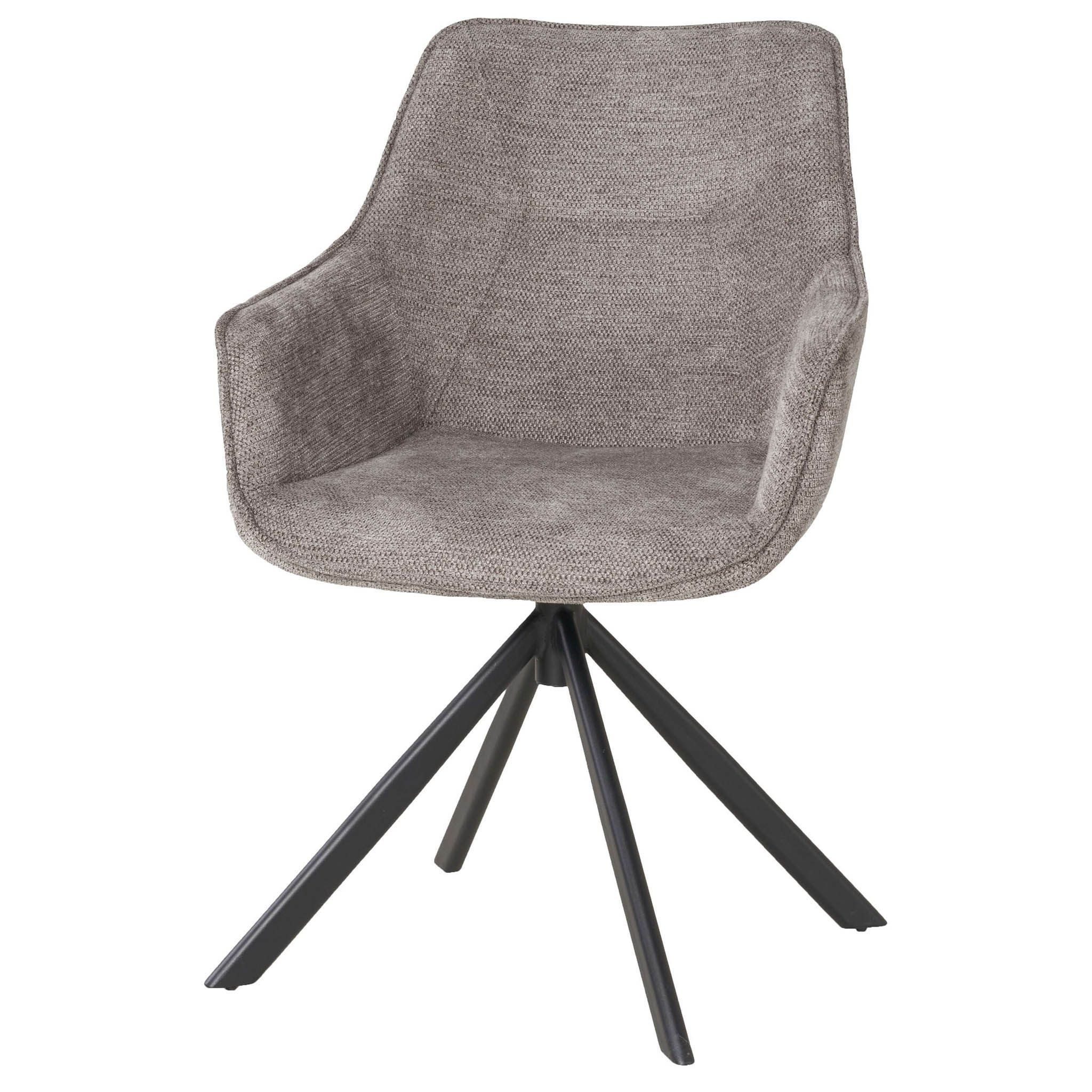 bene living Loungesessel San Carlo - drehbar - hellgrau (1-St), schwarzes Metall-Gestell - bequeme Arm- und Rückenlehne