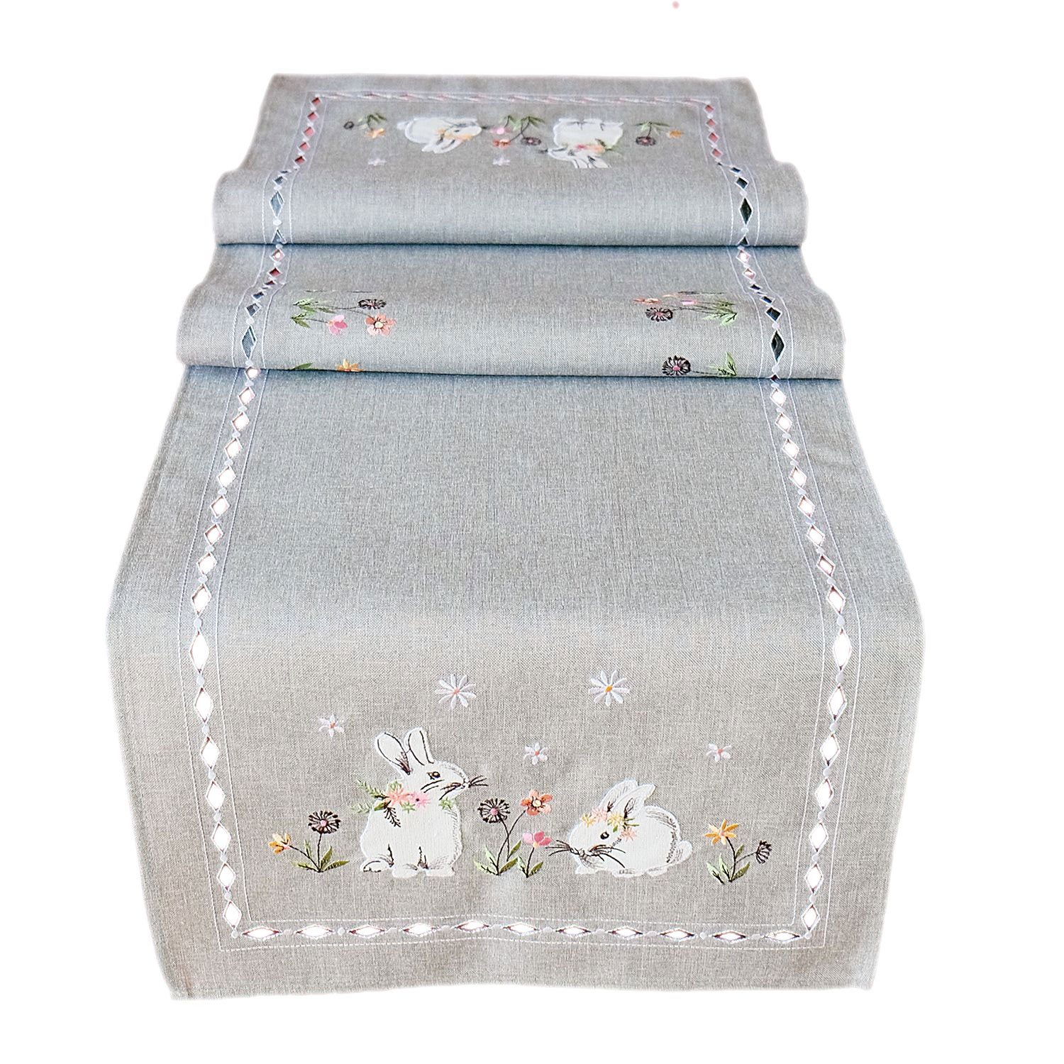 texpot Tischdecke Вузькі скатертини Stickerei Hasen Frühling Ostern Dekoration (1-tlg)