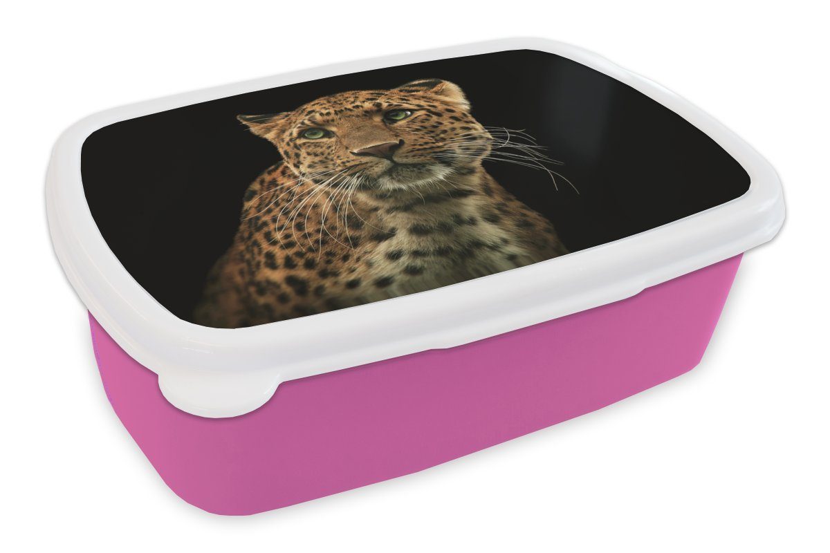 Mädchen, MuchoWow Grün, - Snackbox, Lunchbox Brotbox - für Brotdose rosa Kinder, Schwarz (2-tlg), Kunststoff Erwachsene, Kunststoff, Panther