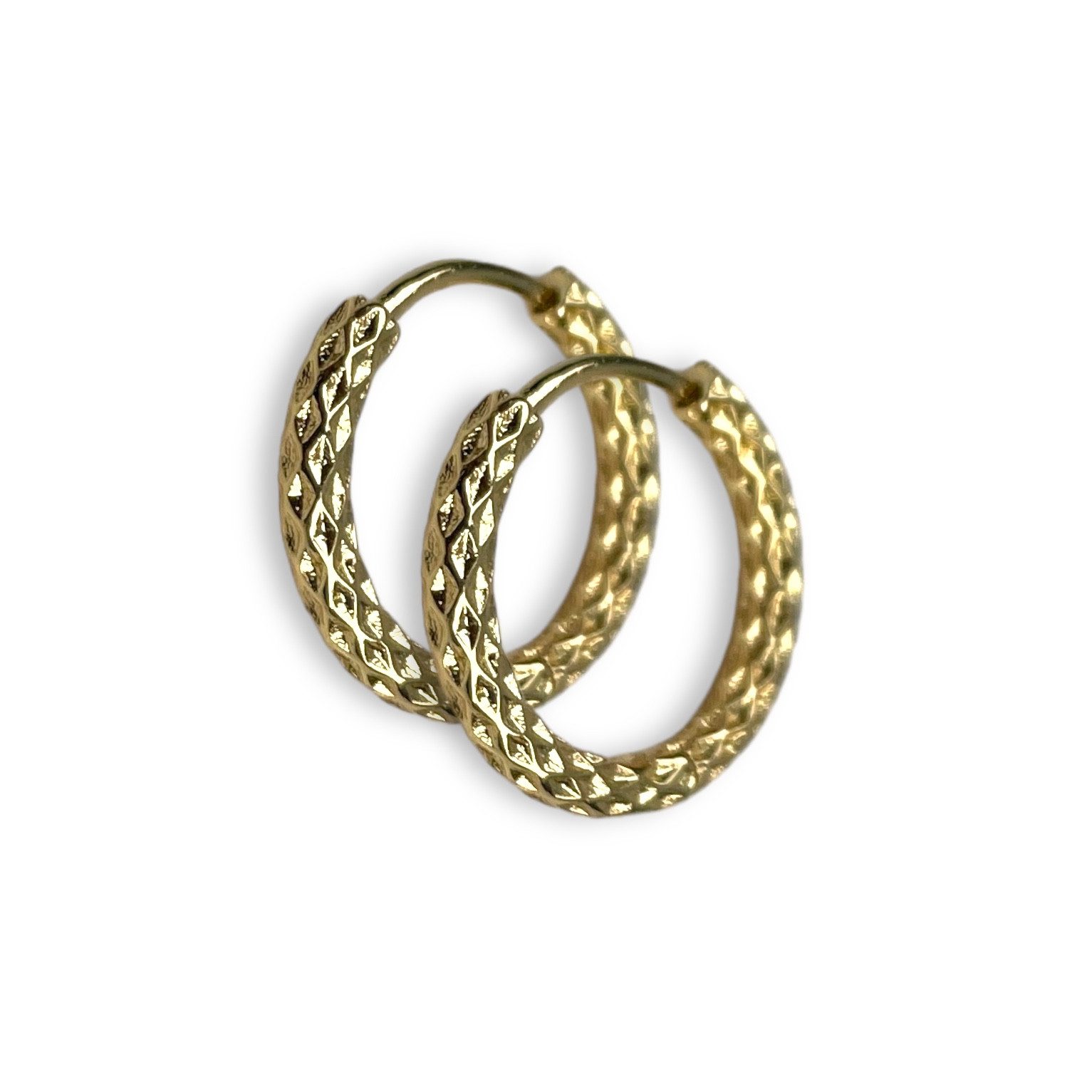 SHELAGO Klappcreolen Ohrringe-Paar strukturierte Creolen Damen-kleine Ohrringe Gold Silber (Paar Ohrringe, inkl. Schmuckverpackung), runden Creolen für Mix & Match Styles