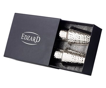 EDZARD Gläser-Set Mido, Stahl, edel versilbert, Trinkbecher, Silberbecher für ca. 0,25L