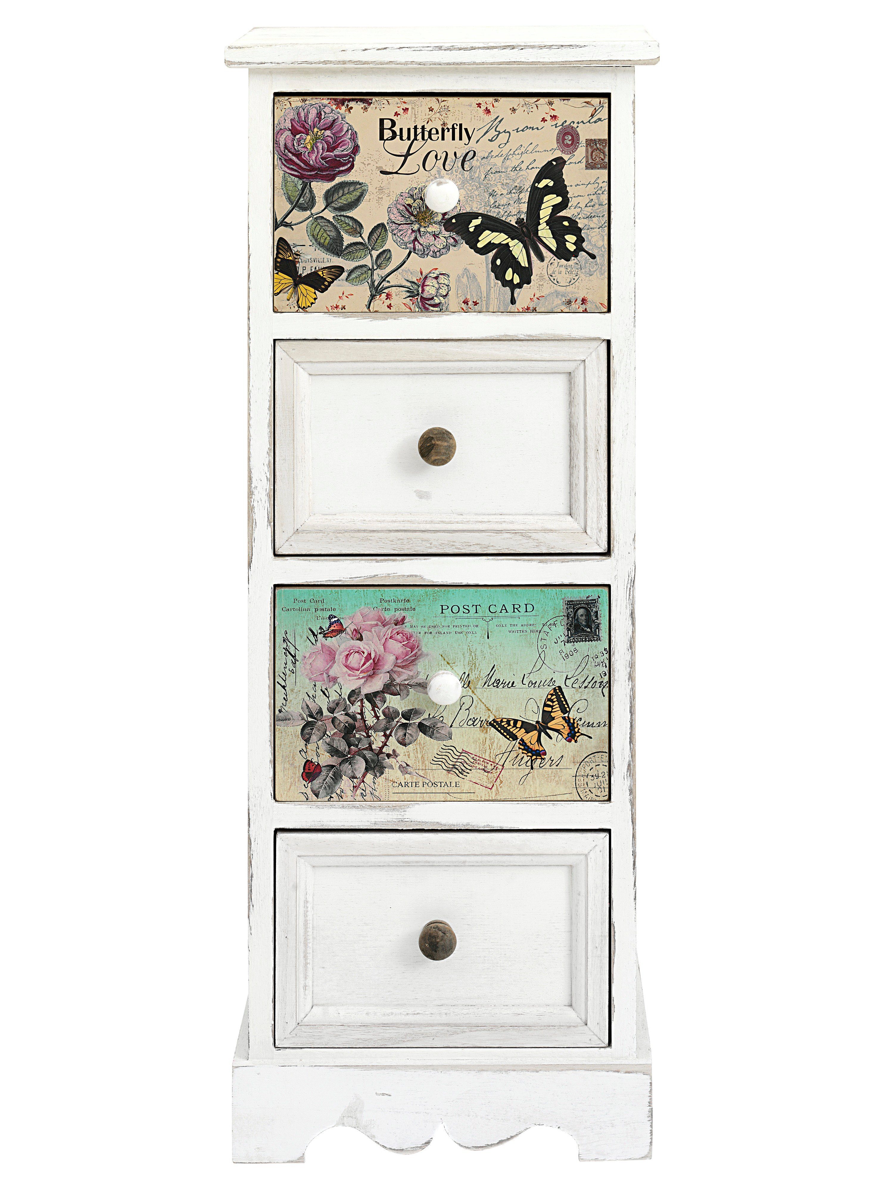 Kommode von HEINE HOME im Blumenmuster mit 4 Schubläden 